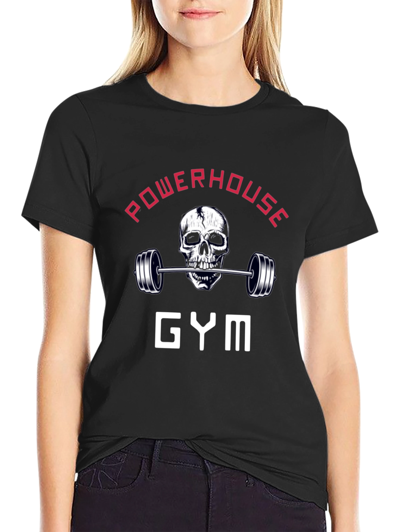 Powerhouse Gym Skull Barbell Graphic Tee