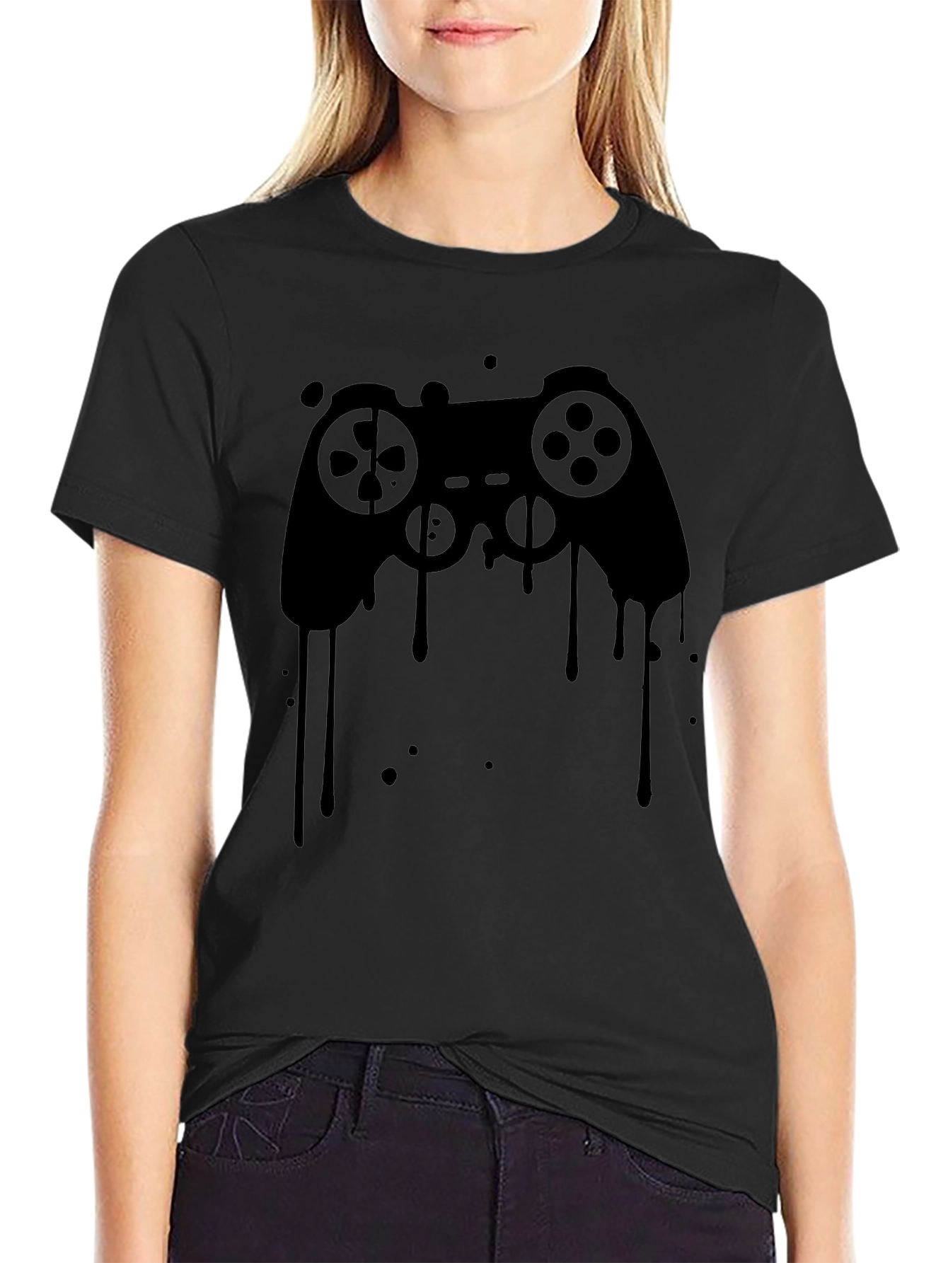 Gaming Controller Drip Graphic Tee - Black