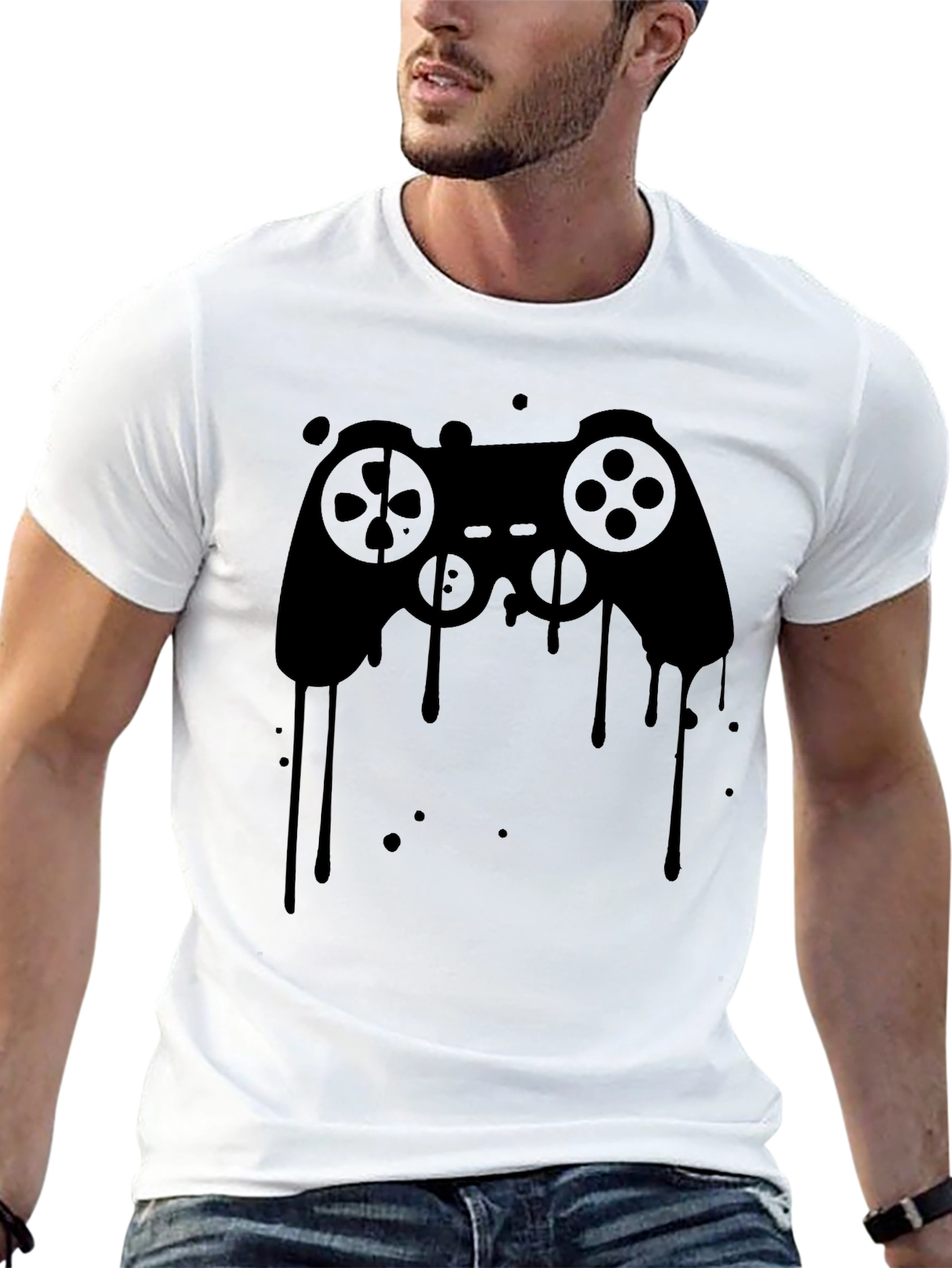 Gaming Controller Drip Graphic Tee - Black