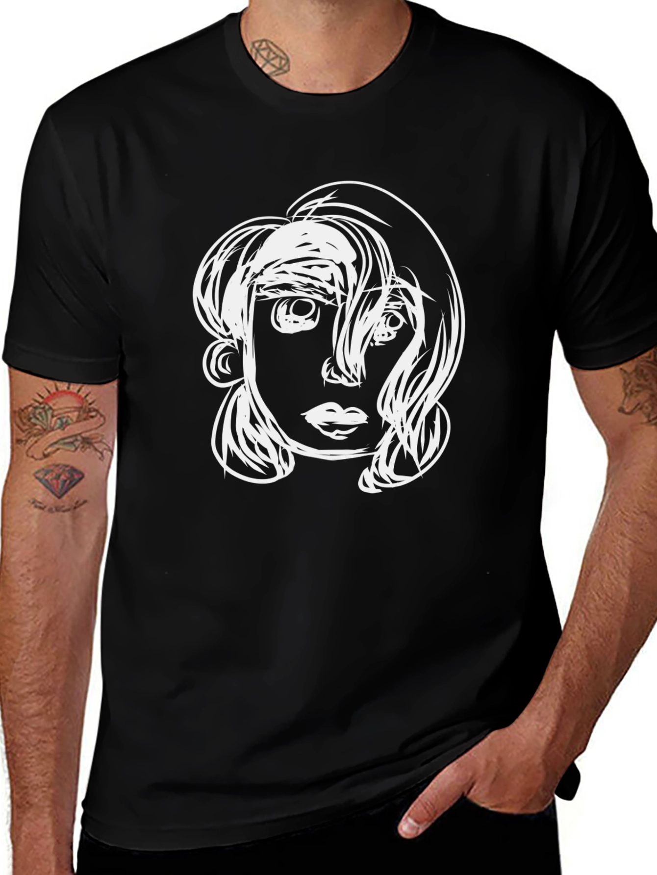 Abstract Face Graphic Tee - Modern Unisex Style