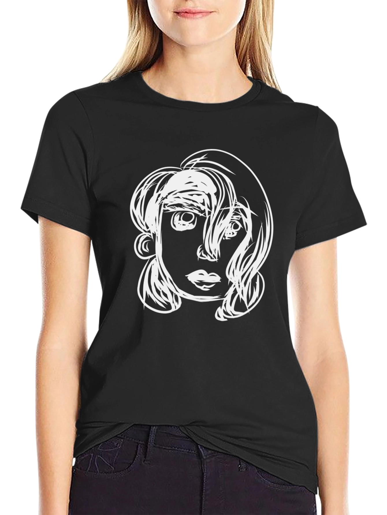 Abstract Face Graphic Tee - Modern Unisex Style