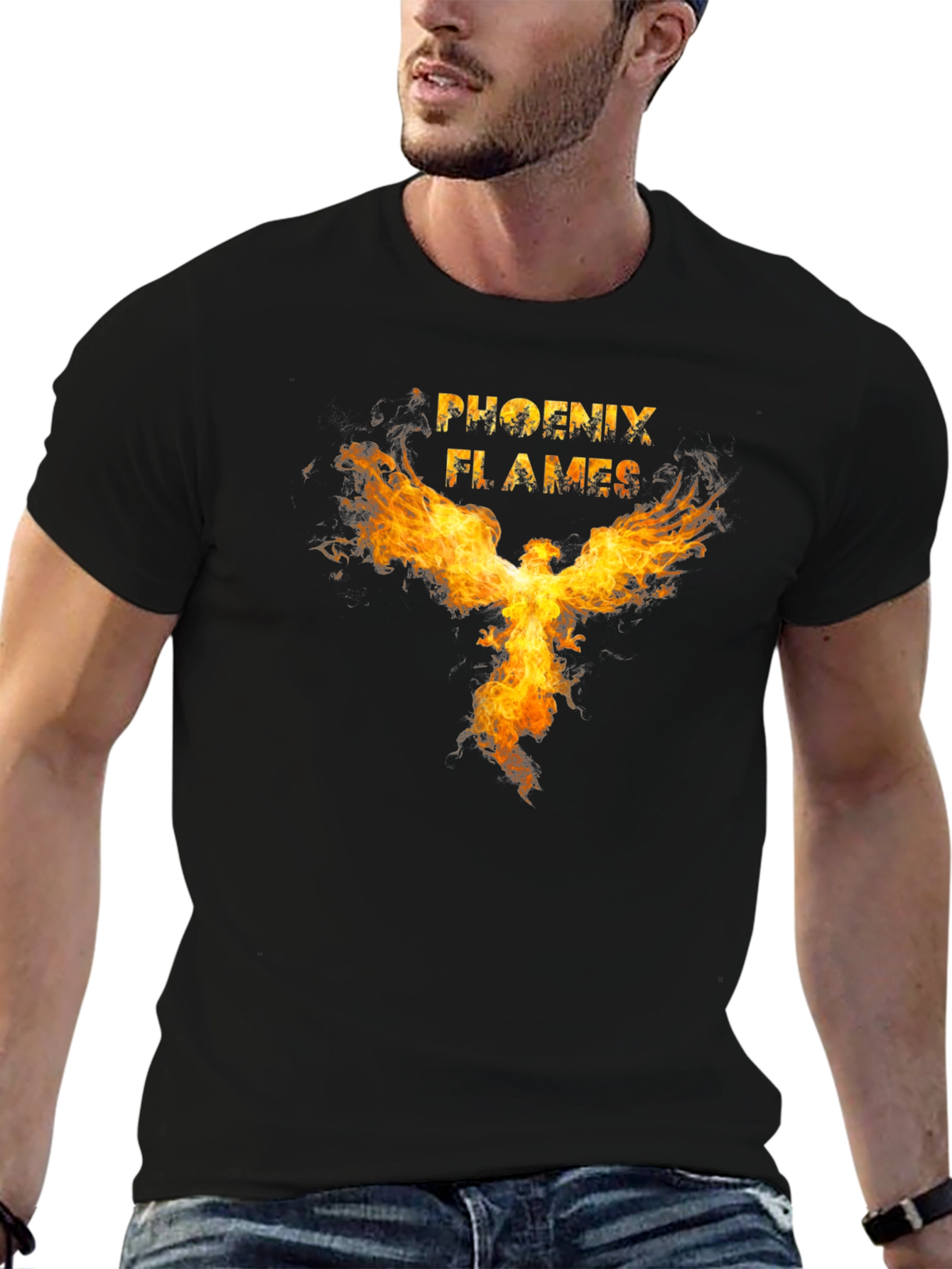 Phoenix Flames Graphic Tee - Mens Black T-Shirt