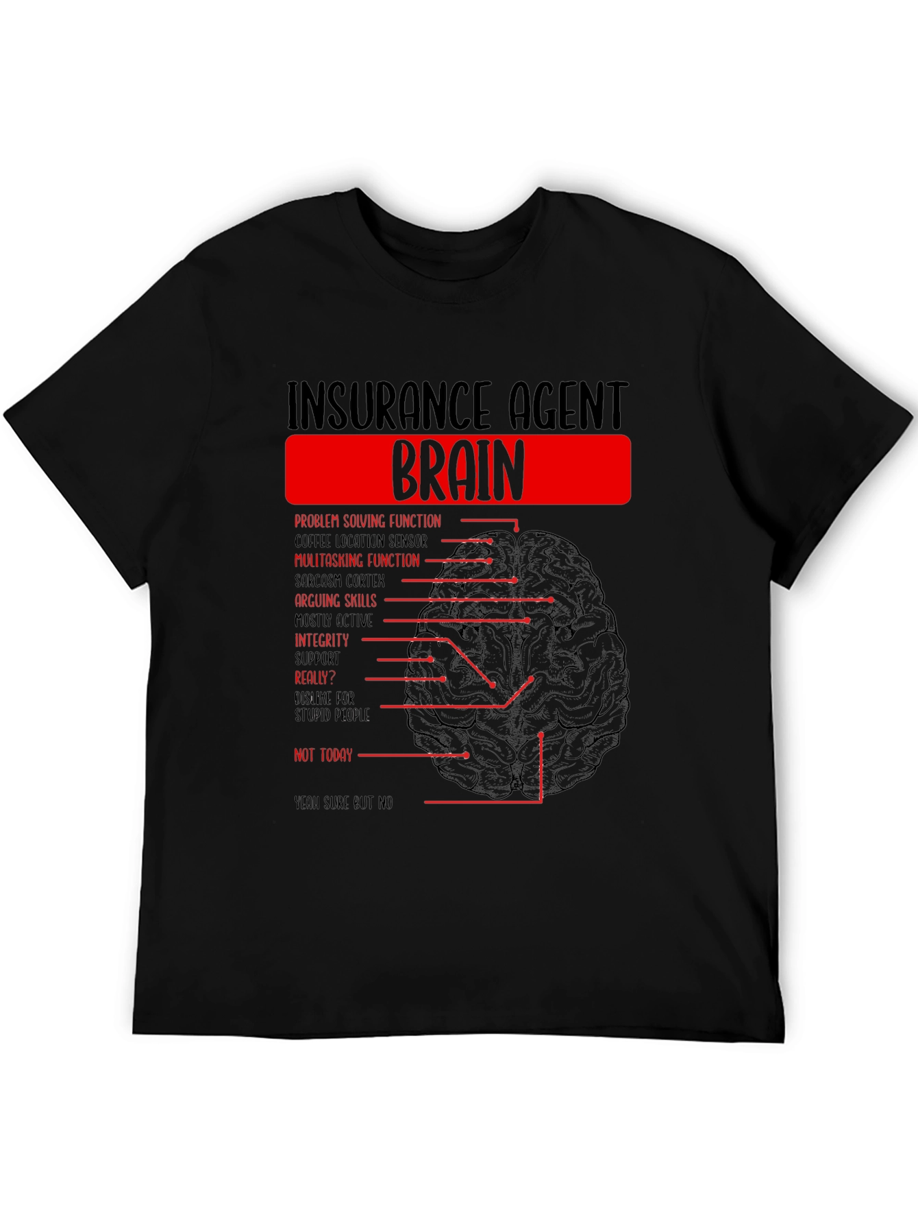 Insurance Agent Brain Diagram Funny T-Shirt