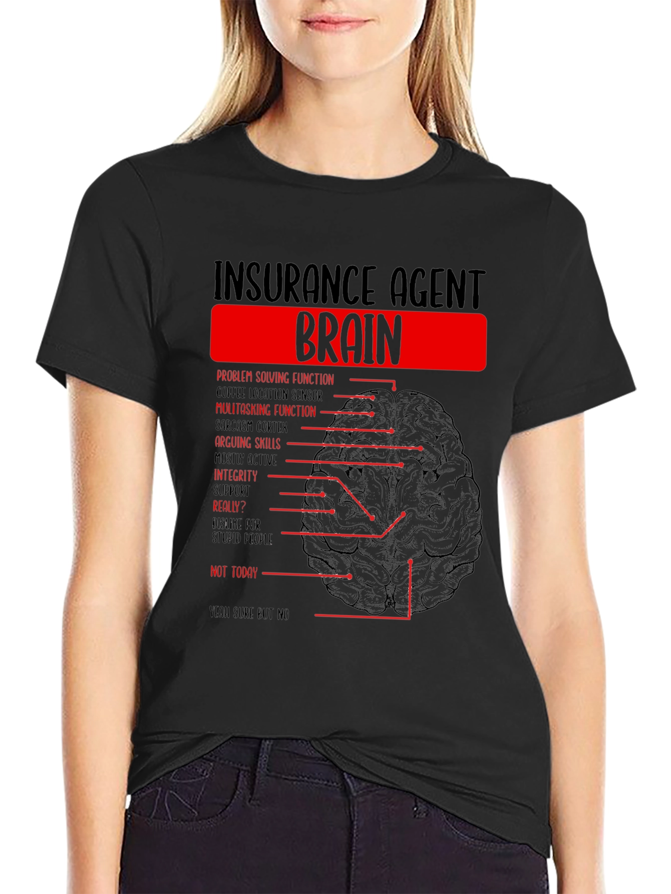 Insurance Agent Brain Diagram Funny T-Shirt