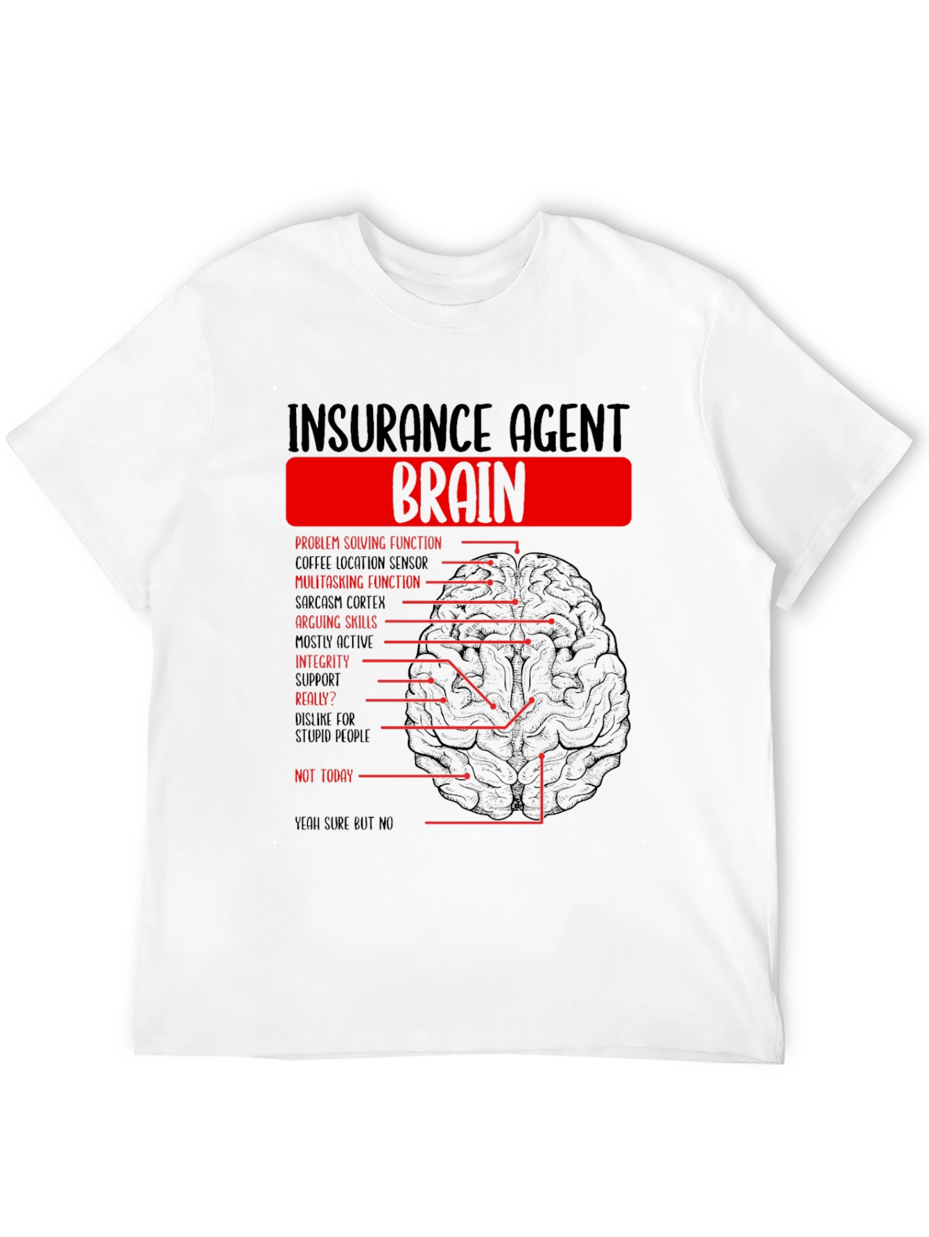 Insurance Agent Brain Diagram Funny T-Shirt