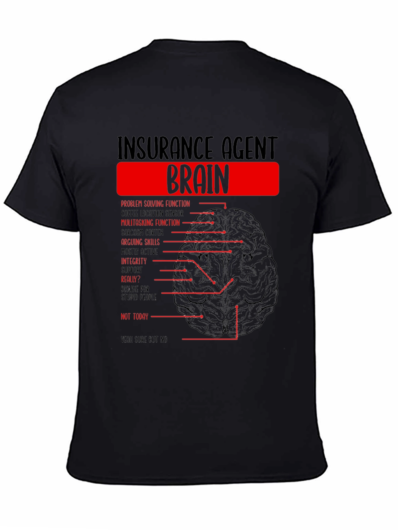 Insurance Agent Brain Diagram Funny T-Shirt