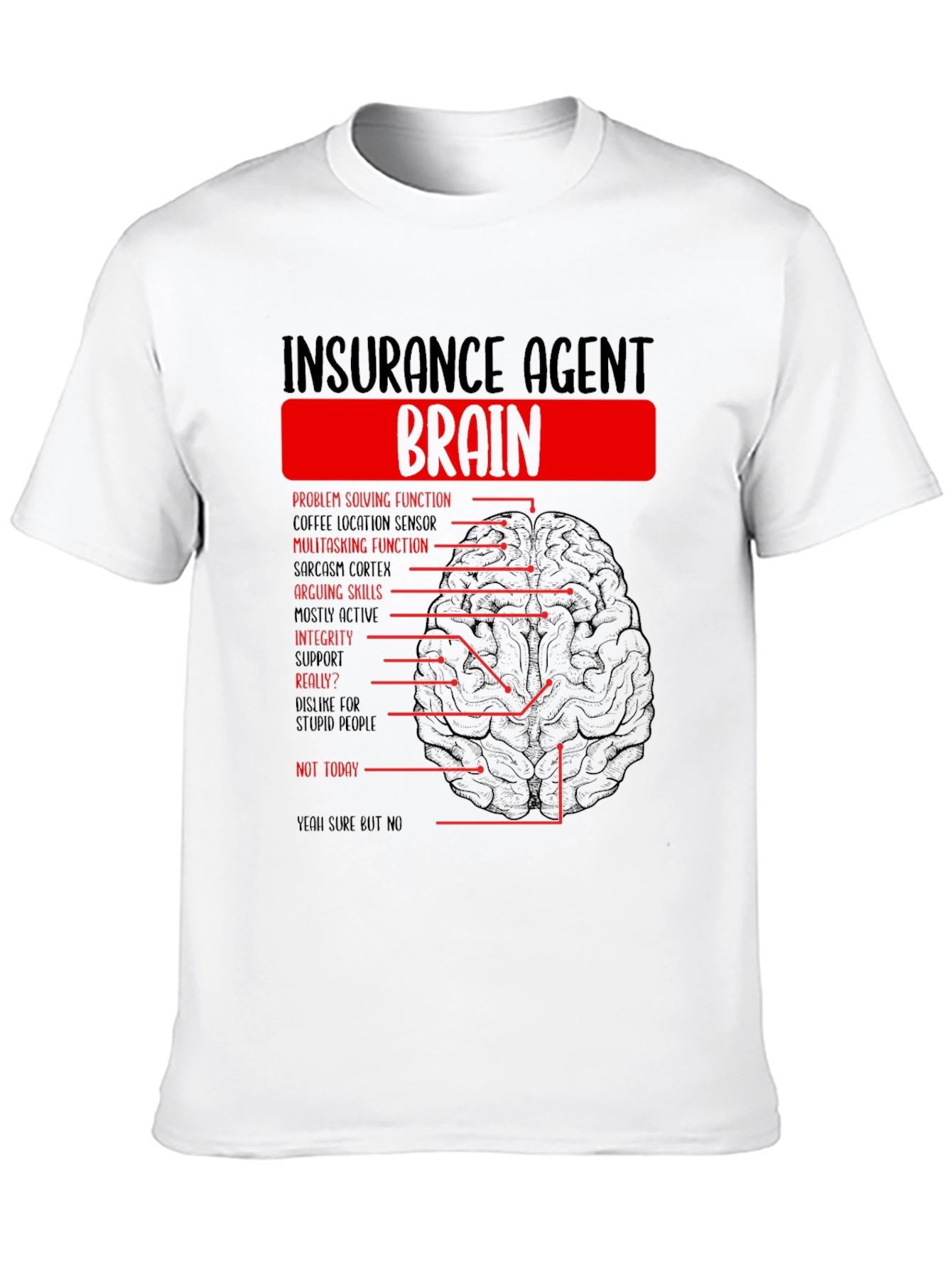 Insurance Agent Brain Diagram Funny T-Shirt