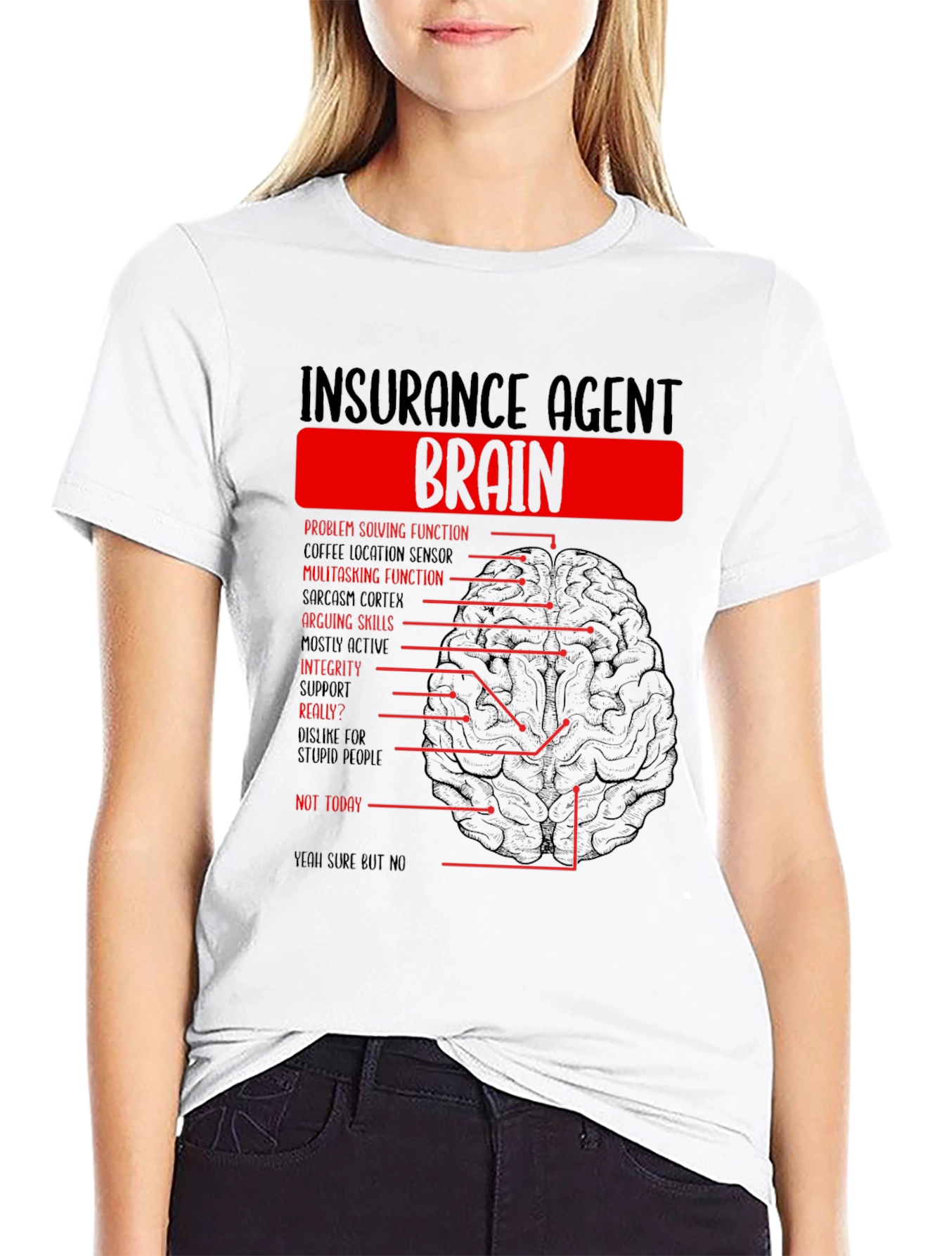 Insurance Agent Brain Diagram Funny T-Shirt