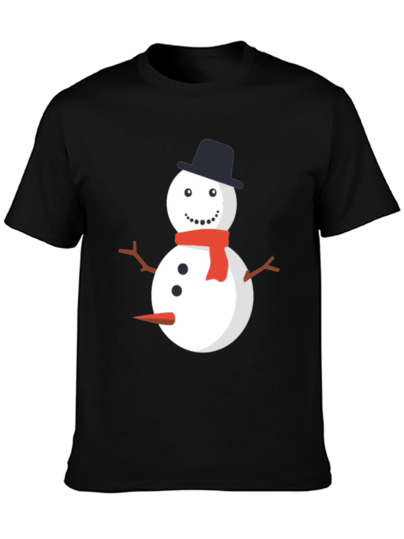 Snowman Graphic Tee - Black Cotton Holiday Shirt