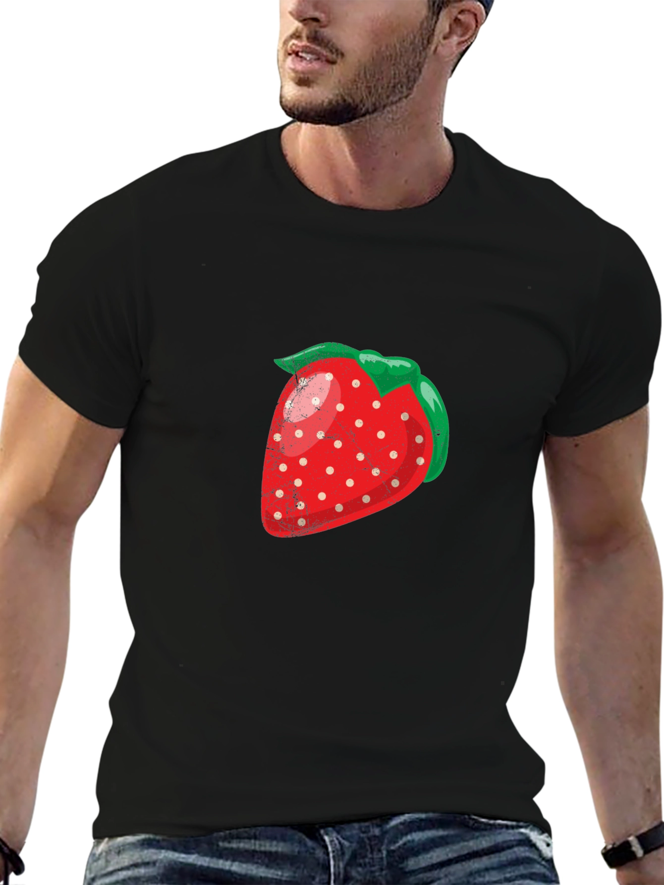 Strawberry Graphic Black T-Shirt
