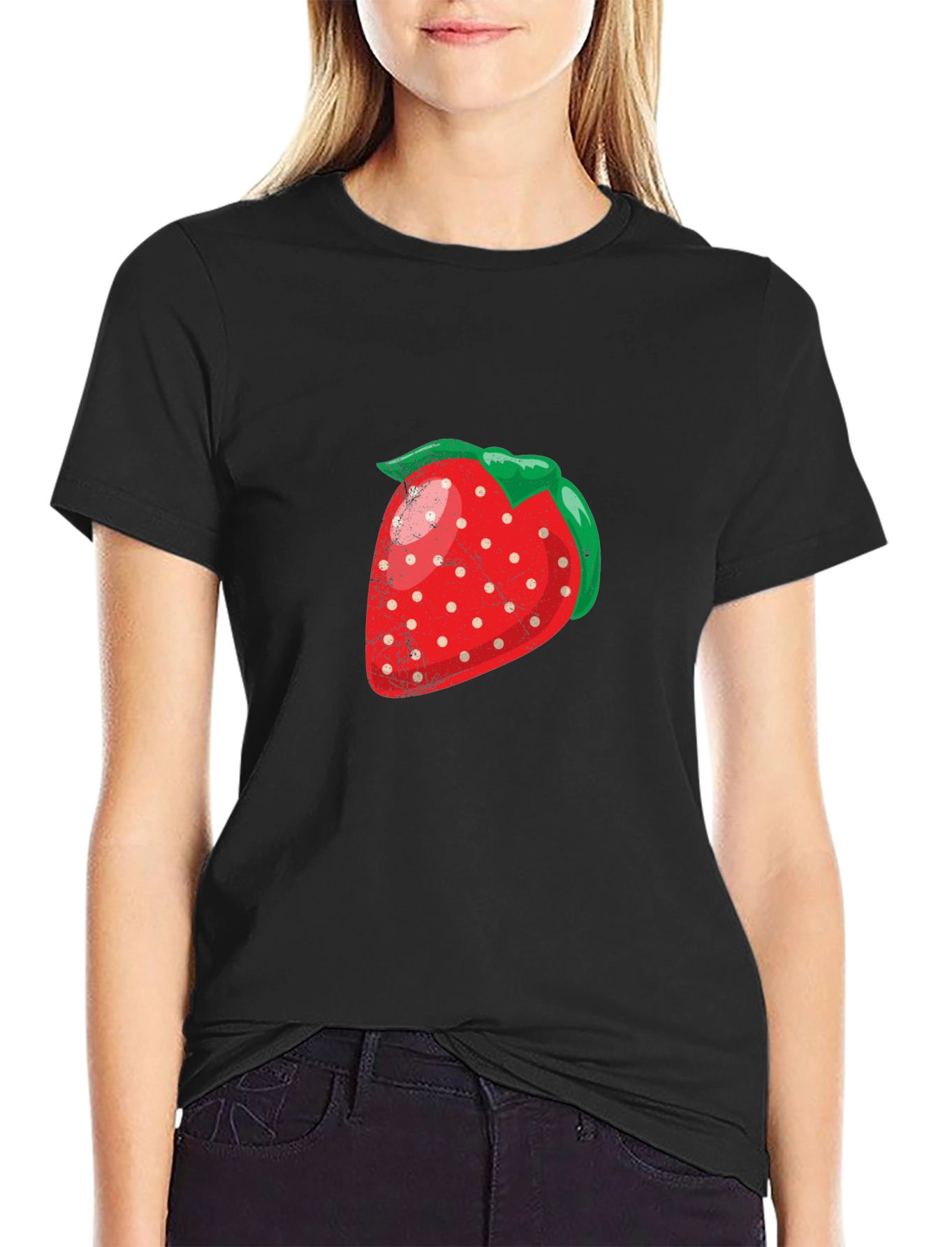 Strawberry Graphic Black T-Shirt