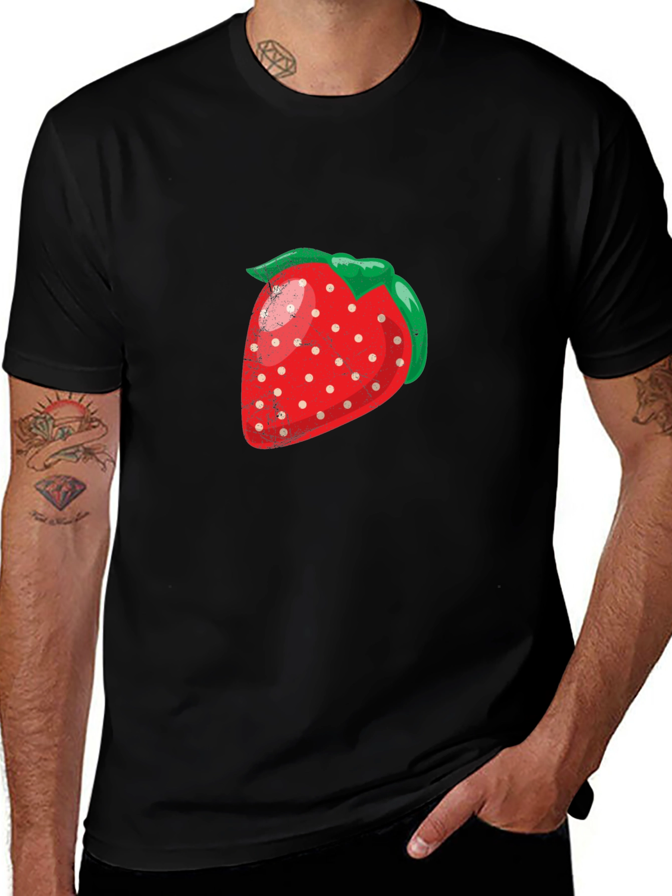 Strawberry Graphic Black T-Shirt