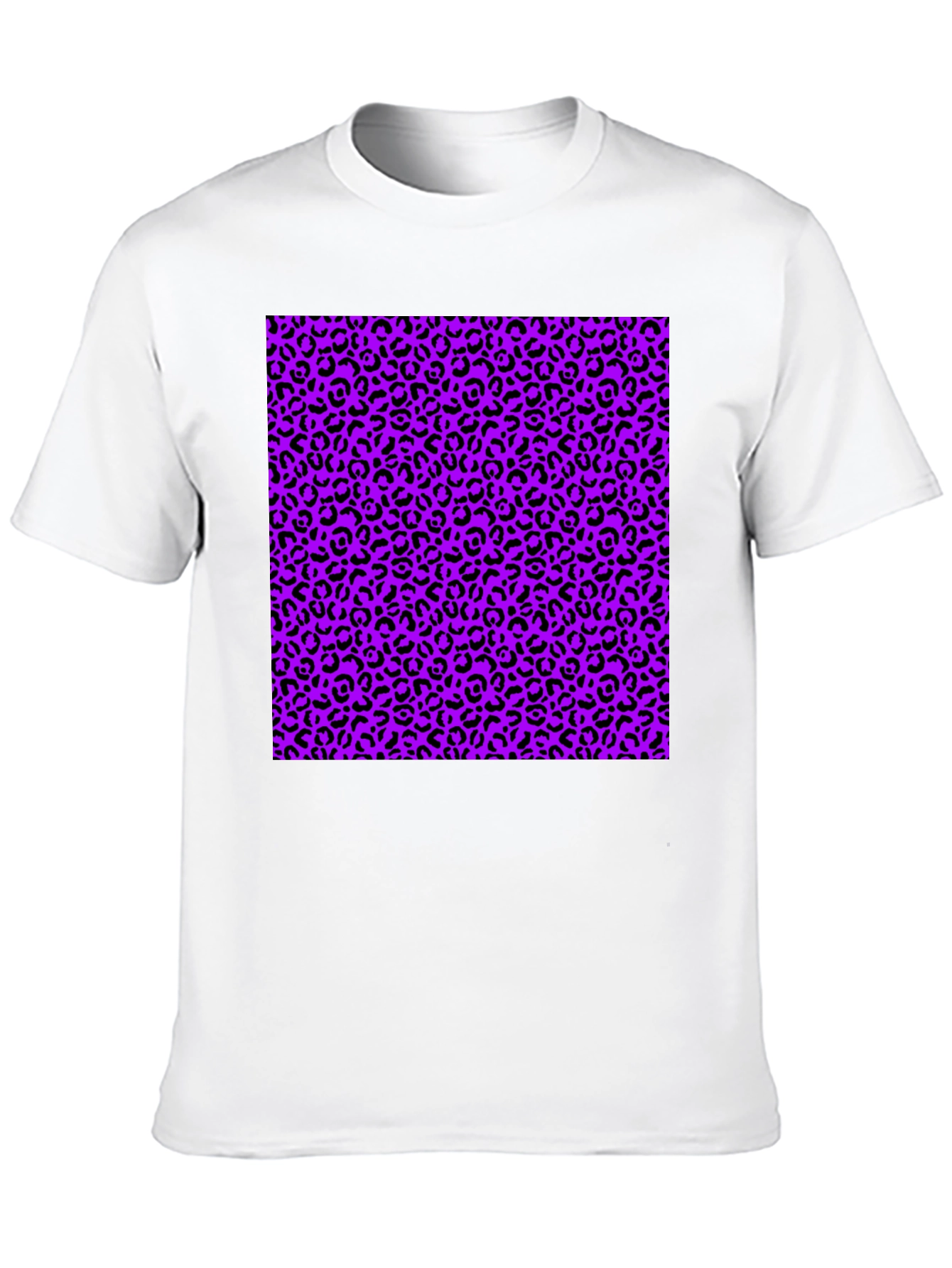 Black Tee with Purple Leopard Print Design