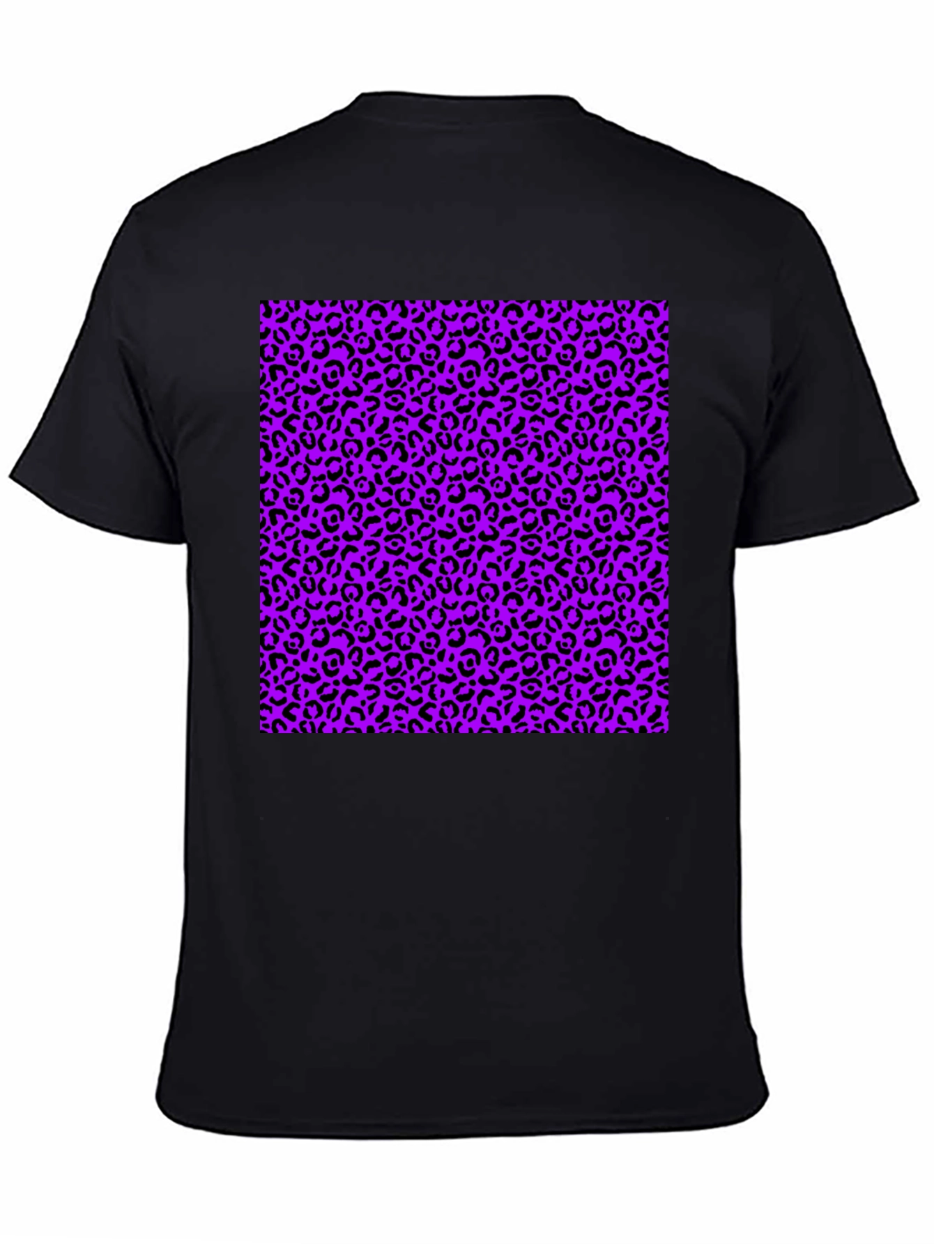 Black Tee with Purple Leopard Print Design