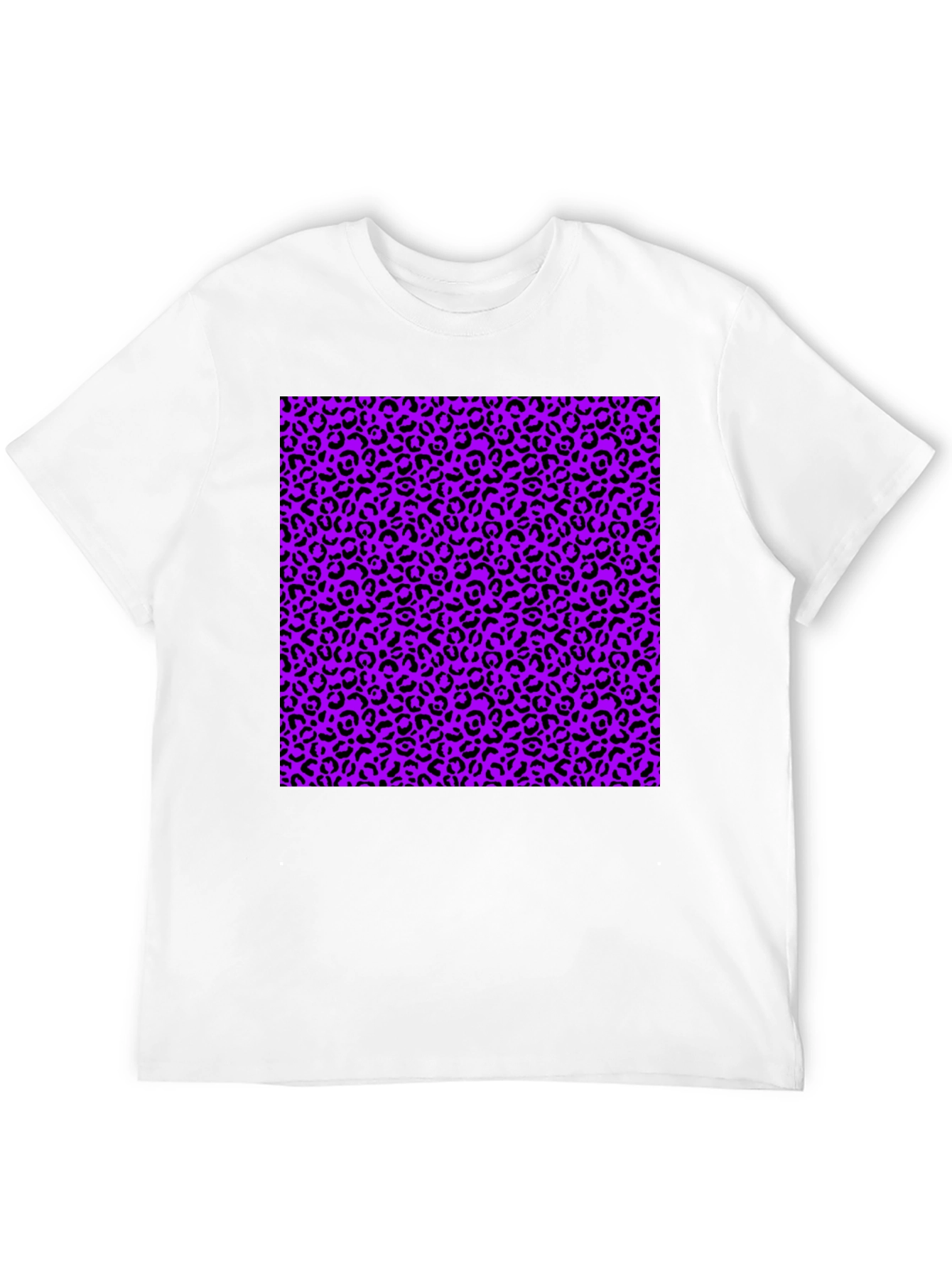 Black Tee with Purple Leopard Print Design