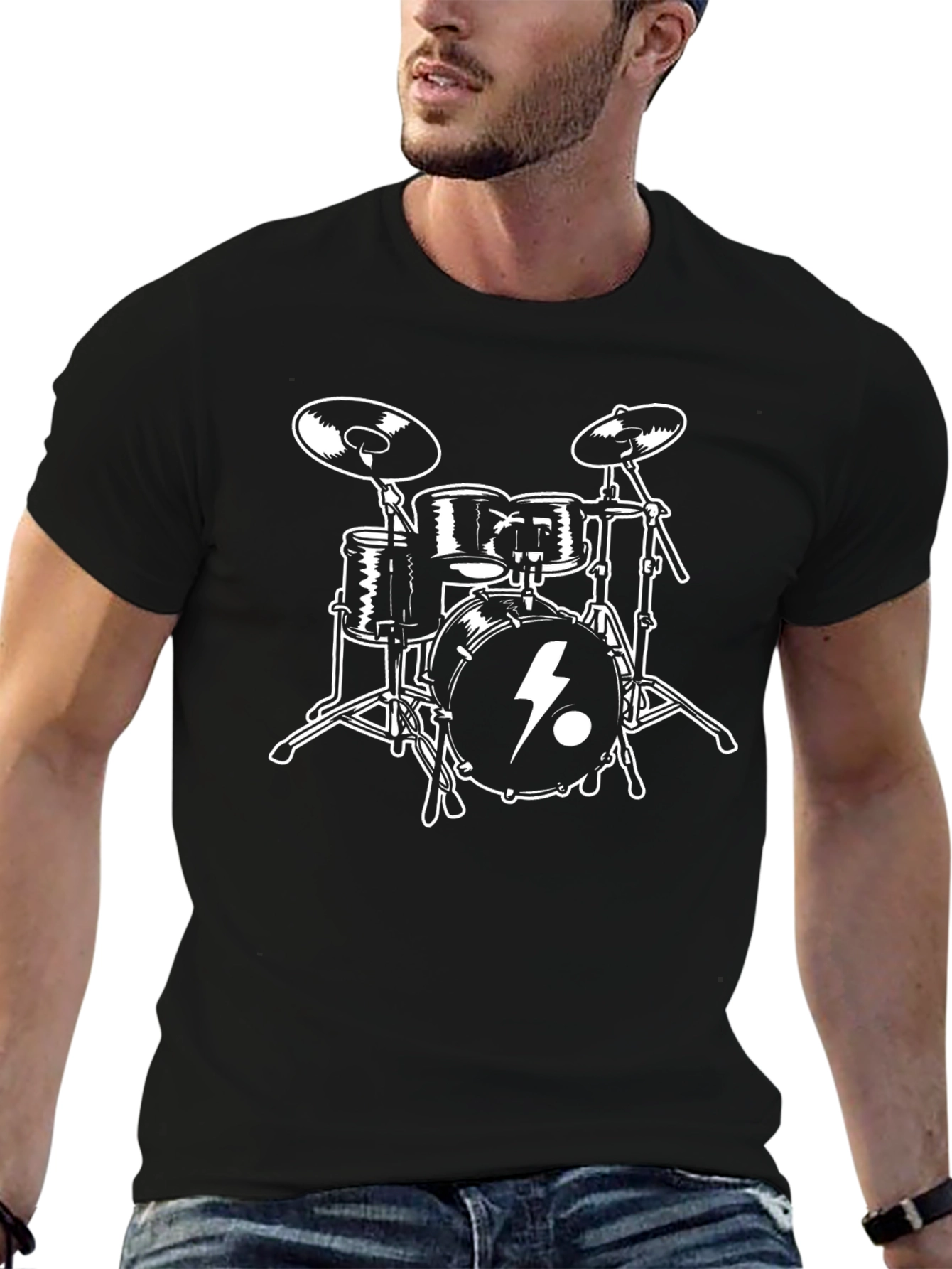 Drum Set Graphic T-Shirt - Black
