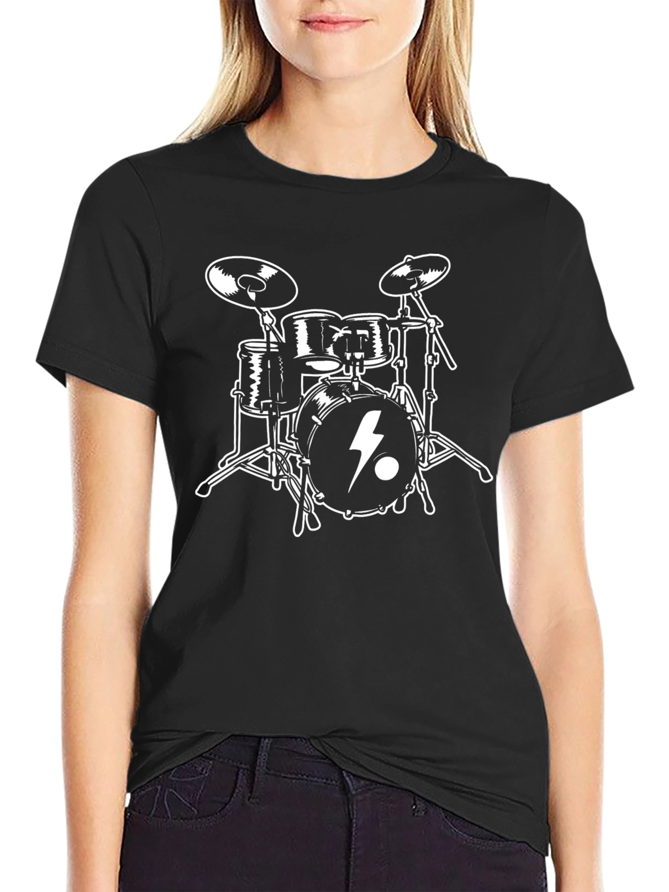 Drum Set Graphic T-Shirt - Black
