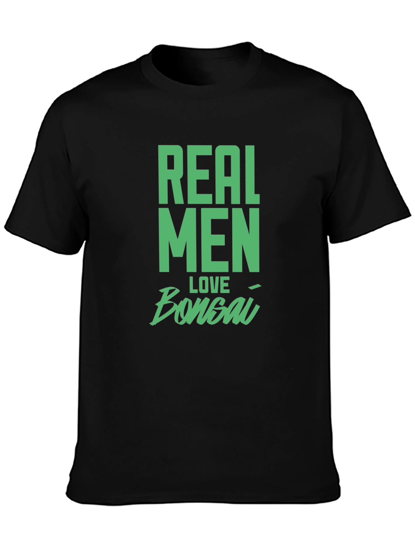 Real Men Love Bonsai Black Graphic T-Shirt