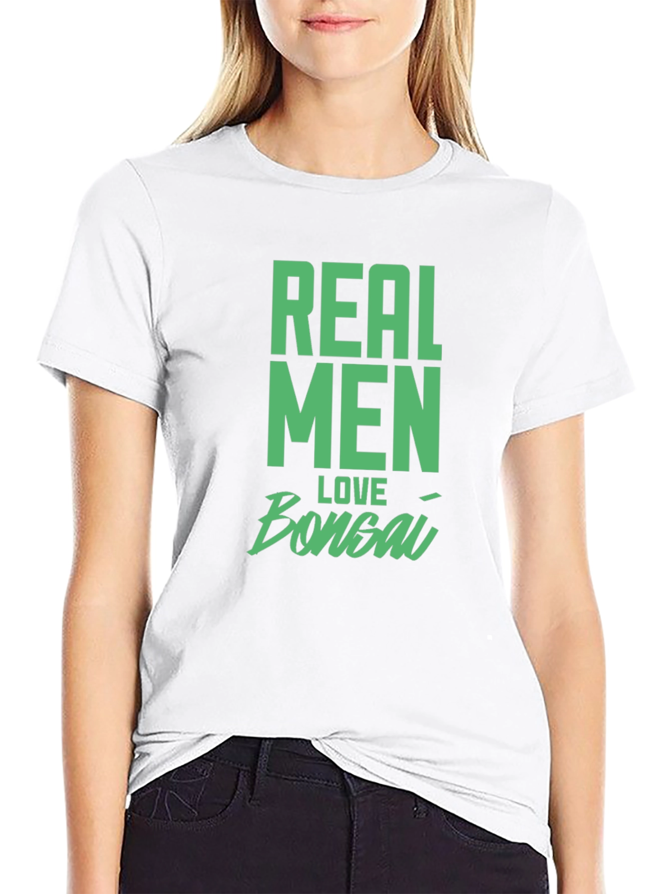 Real Men Love Bonsai Black Graphic T-Shirt
