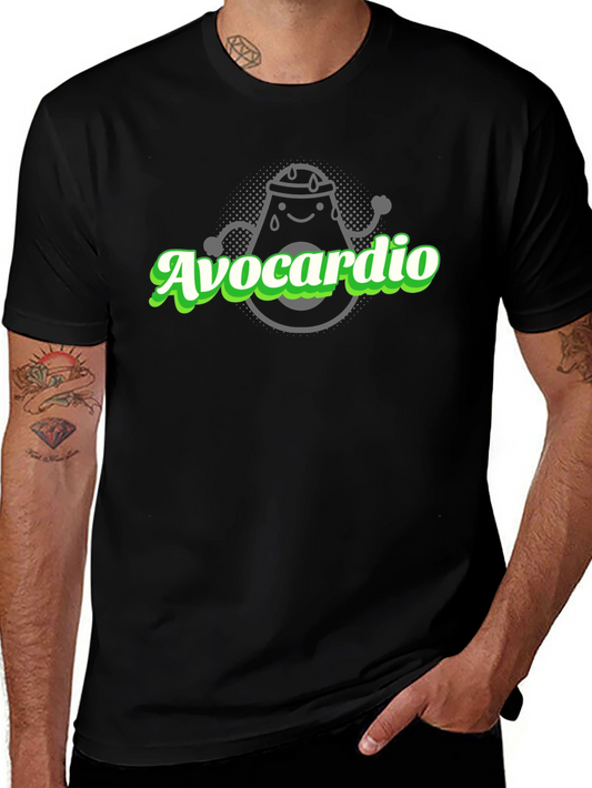 Avocardio Black T-Shirt - Workout Avocado Design