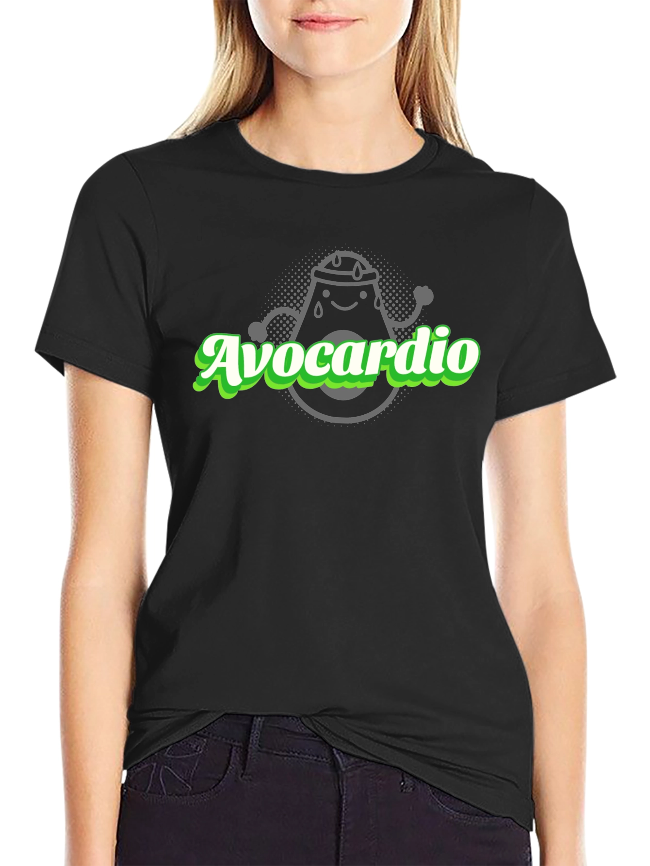 Avocardio Black T-Shirt - Workout Avocado Design