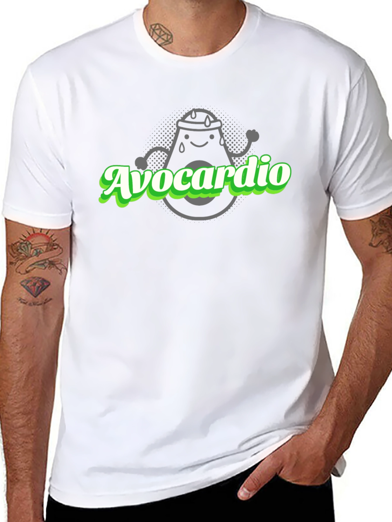 Avocardio Black T-Shirt - Workout Avocado Design