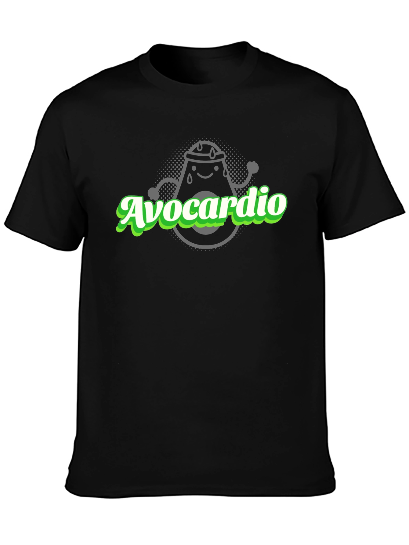 Avocardio Black T-Shirt - Workout Avocado Design