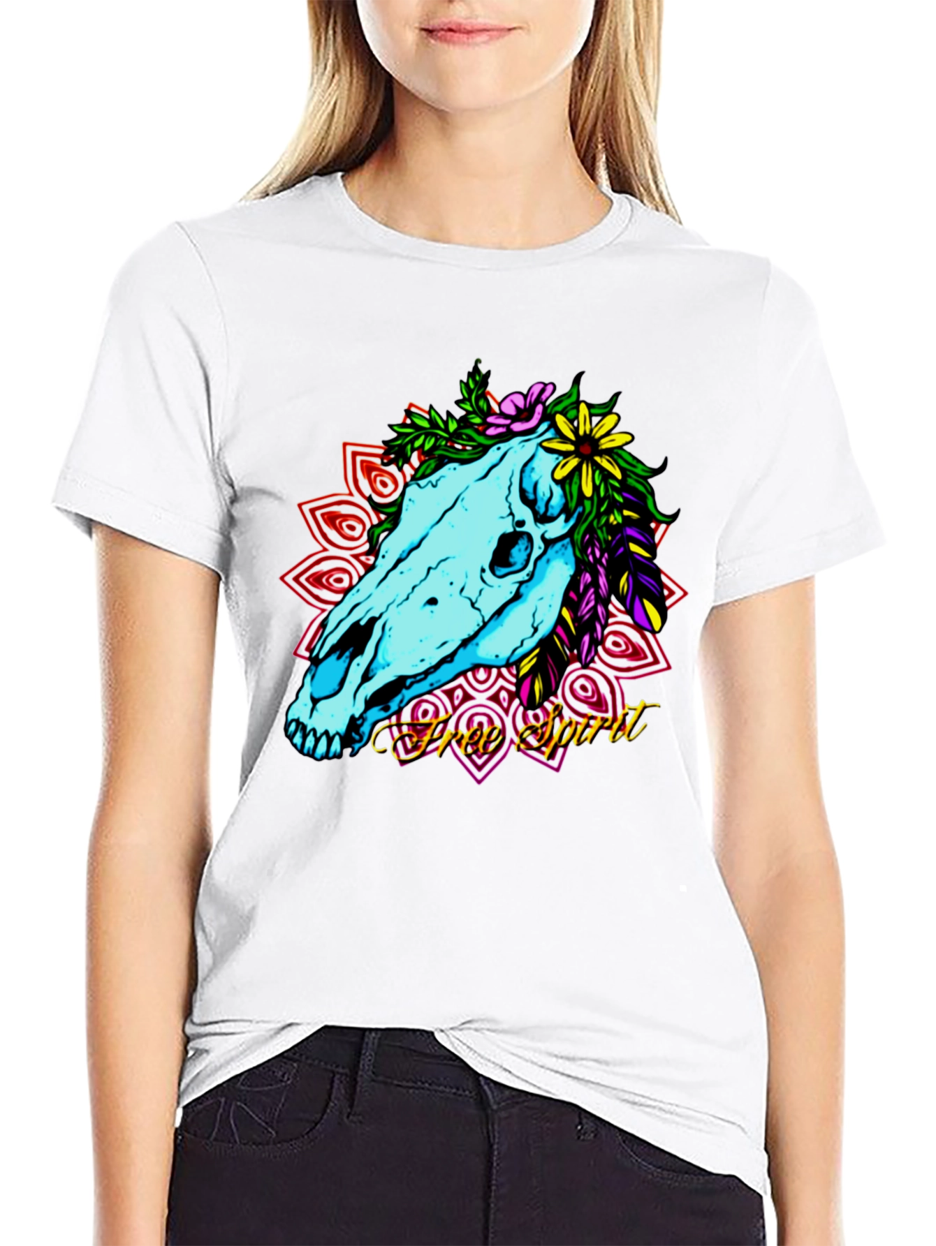 Free Spirit Horse Skull Graphic Tee
