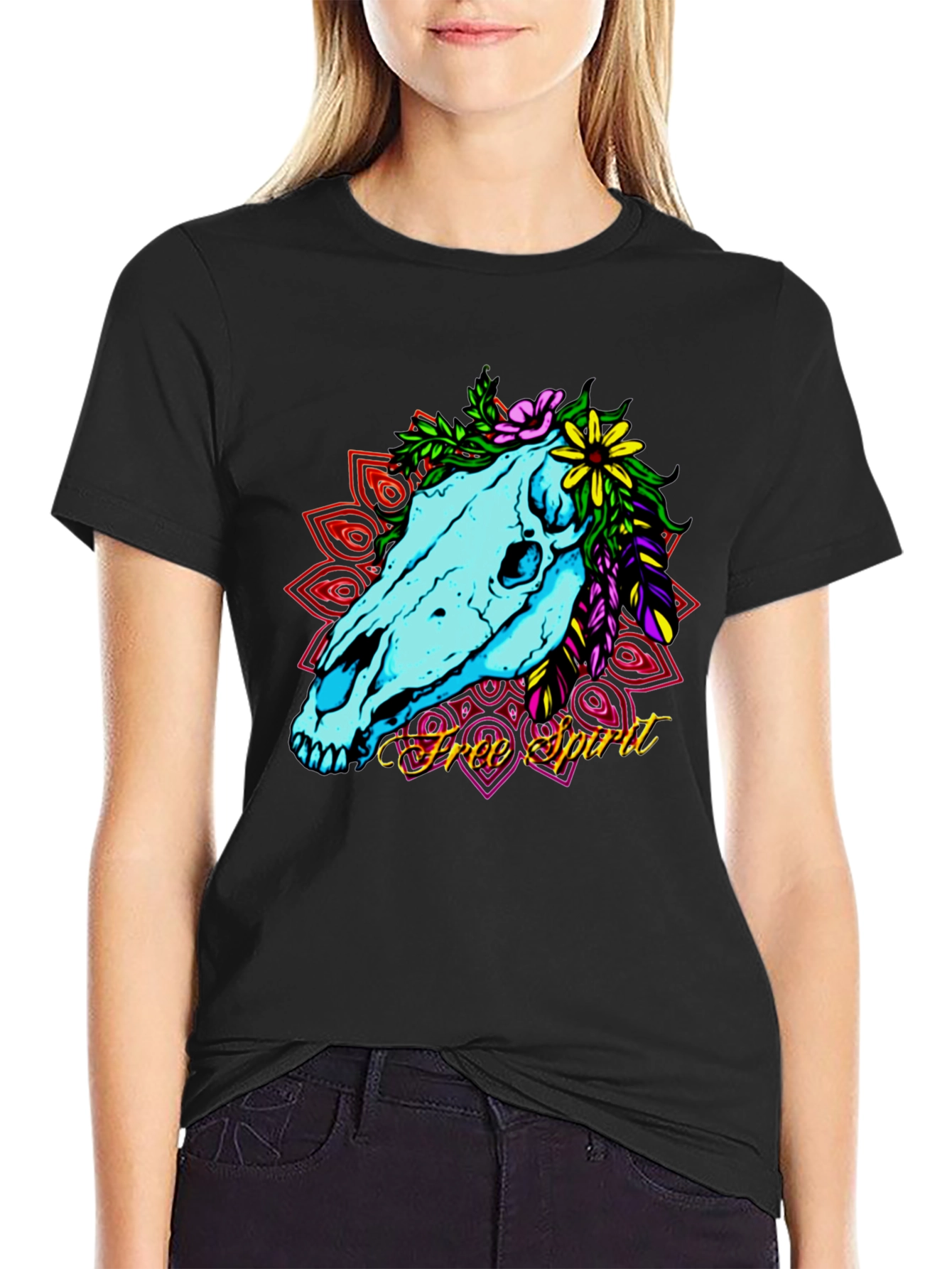 Free Spirit Horse Skull Graphic Tee