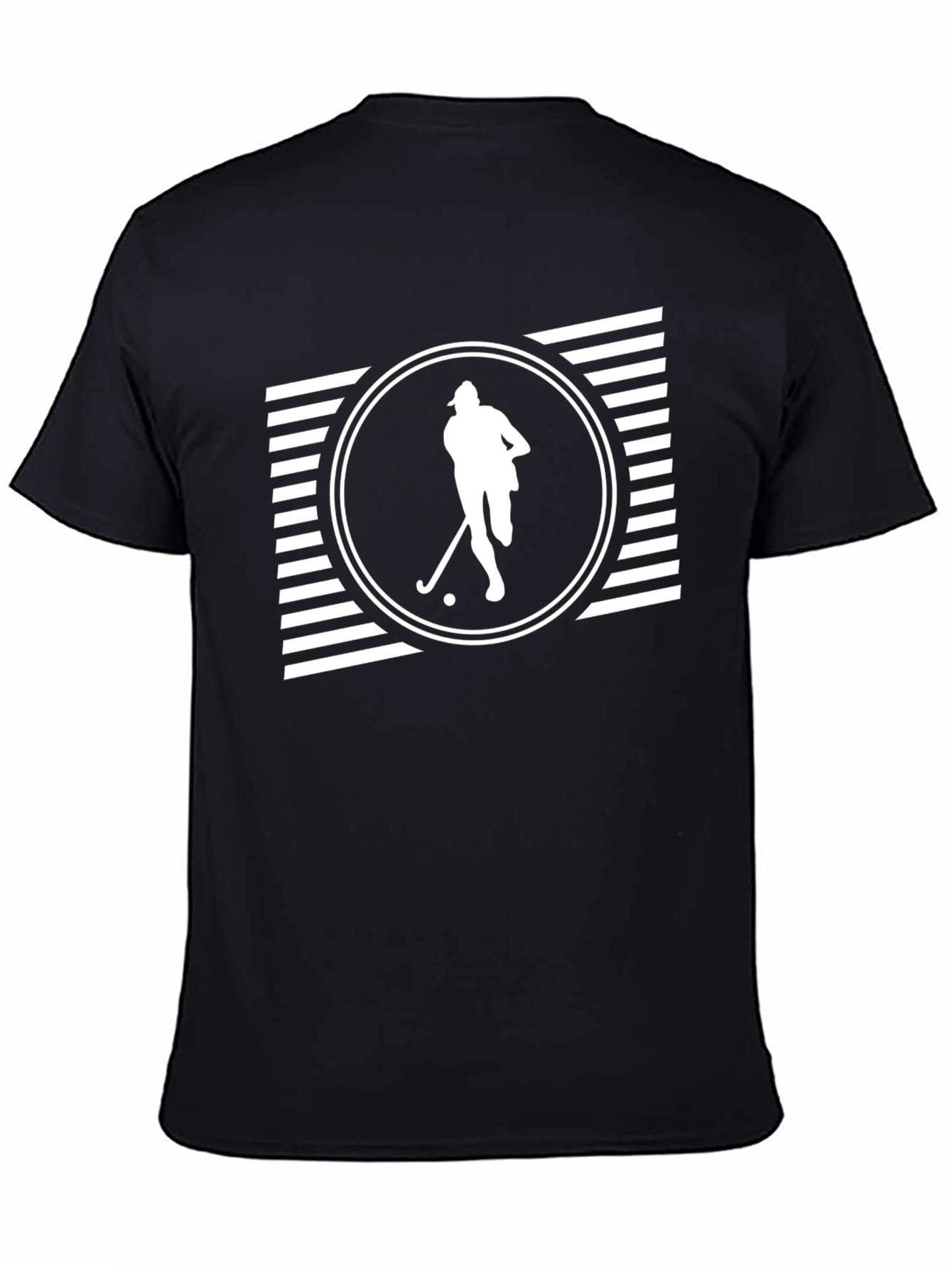 Hockey Player Graphic Tee - Black Cotton Blend