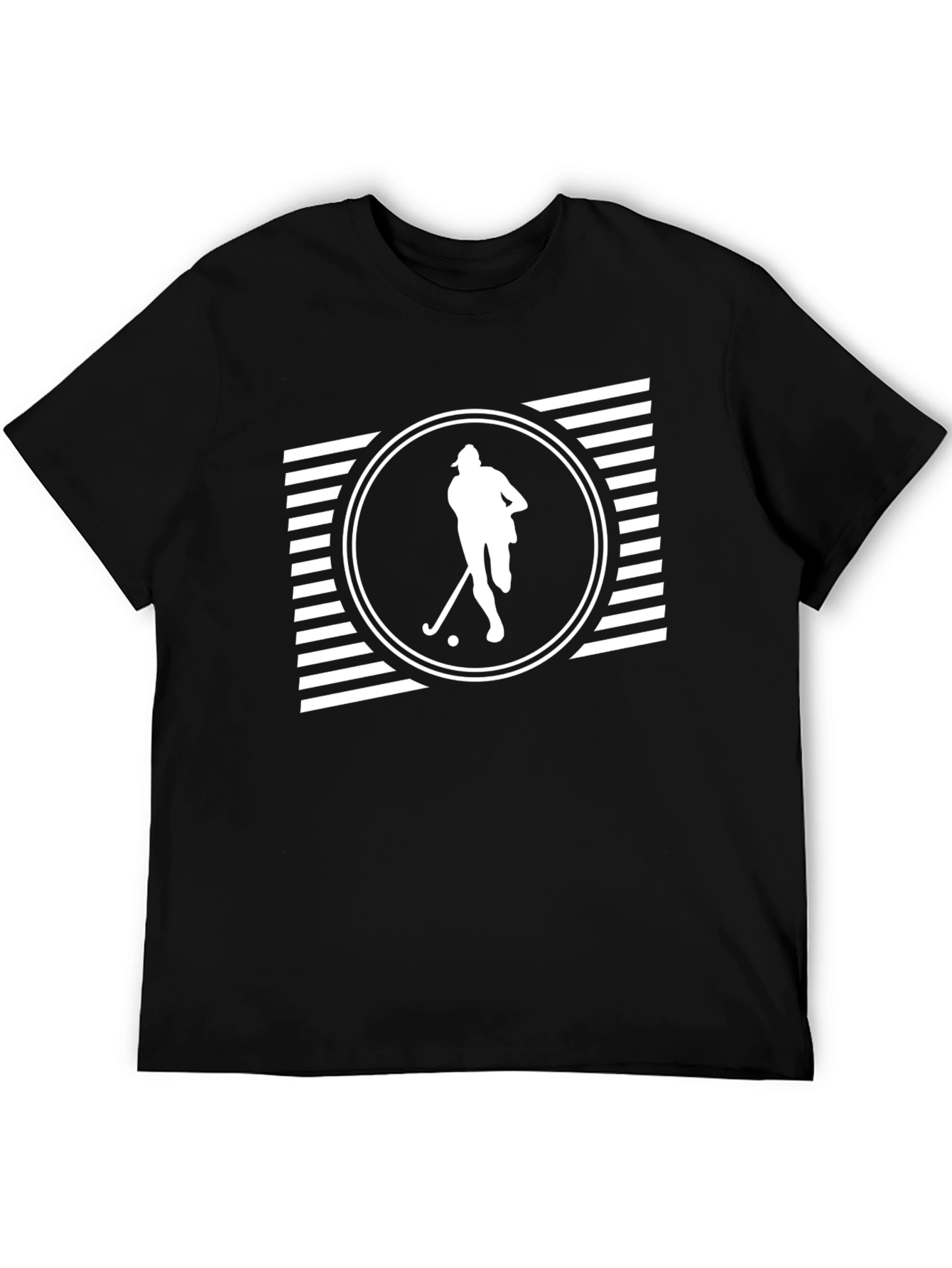 Hockey Player Graphic Tee - Black Cotton Blend