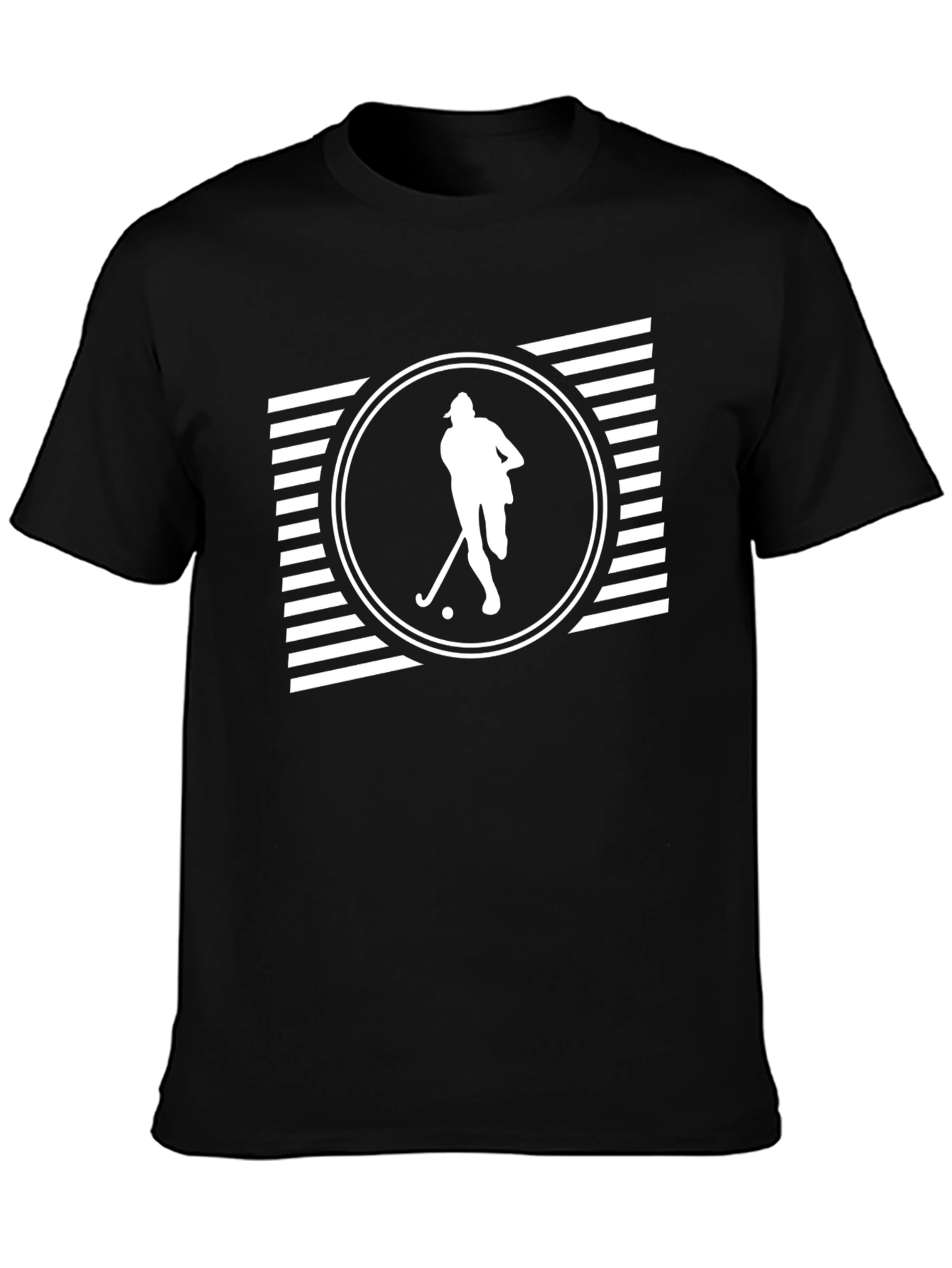 Hockey Player Graphic Tee - Black Cotton Blend