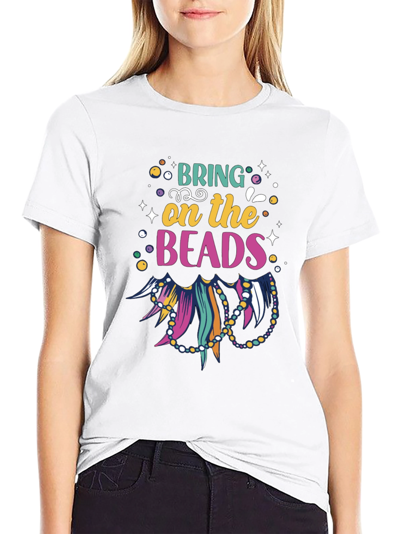 Mardi Gras Beads Graphic T-Shirt