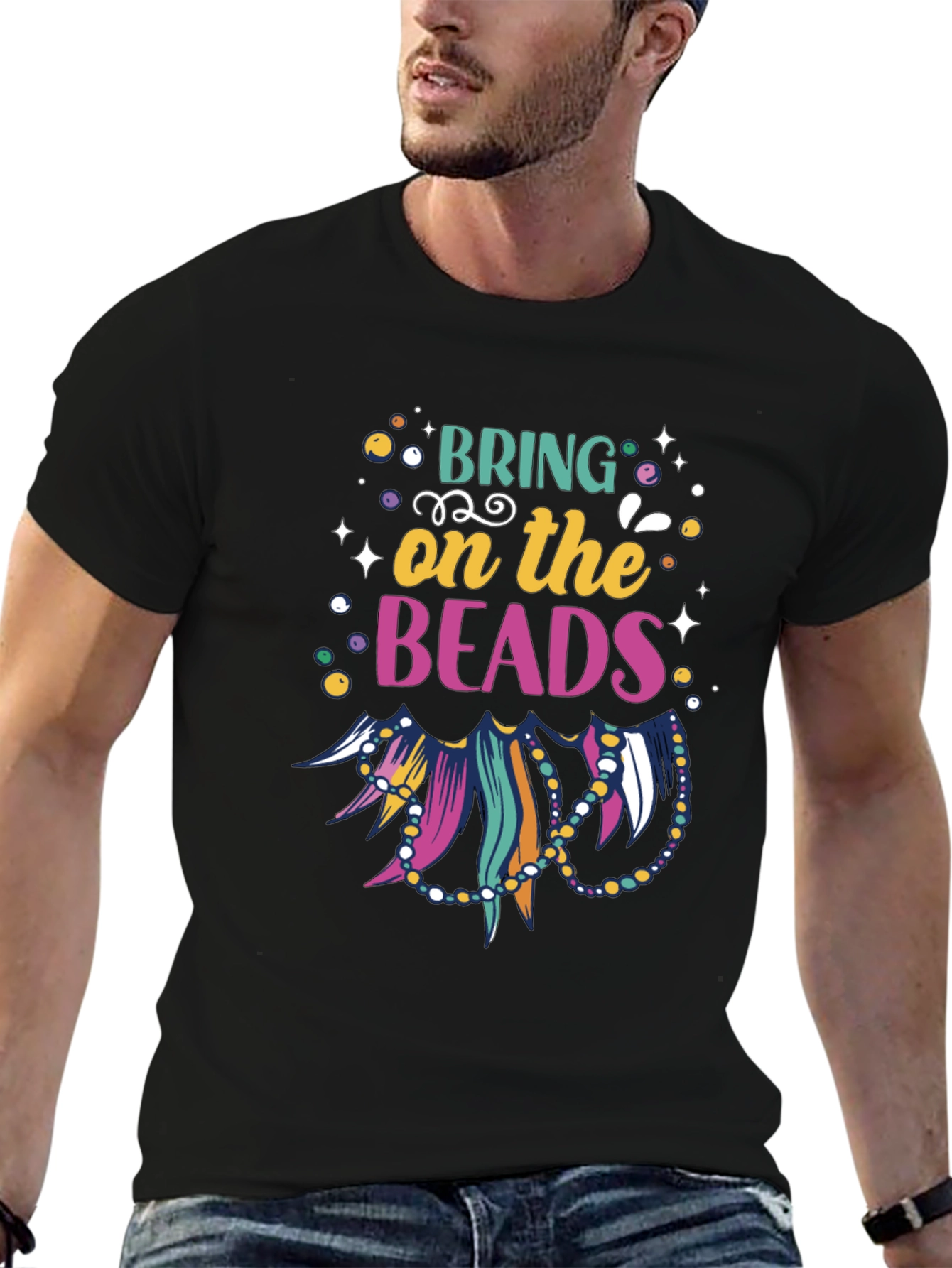 Mardi Gras Beads Graphic T-Shirt