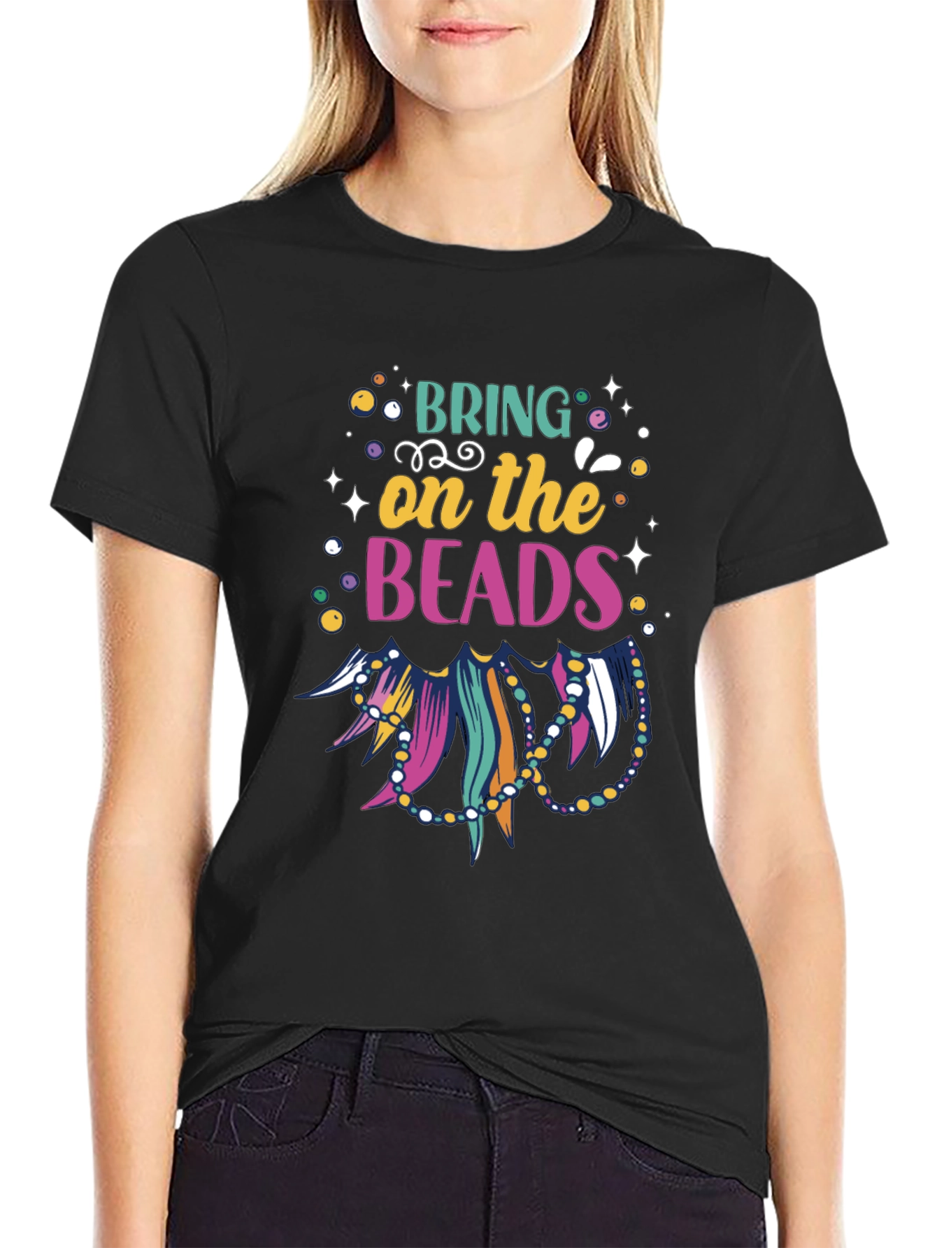 Mardi Gras Beads Graphic T-Shirt