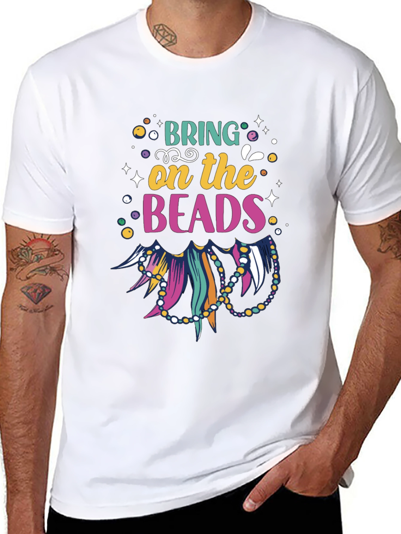 Mardi Gras Beads Graphic T-Shirt
