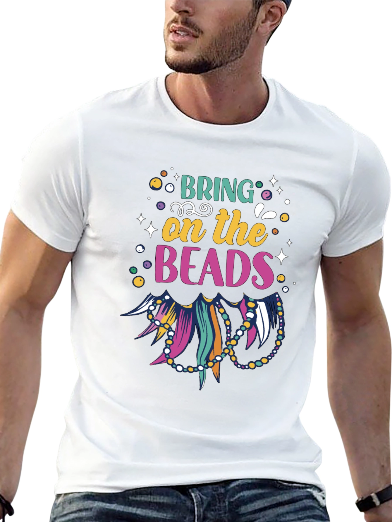 Mardi Gras Beads Graphic T-Shirt
