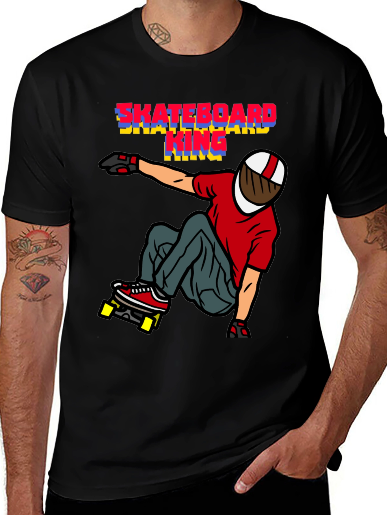 Skateboard King Graphic T-Shirt - Black