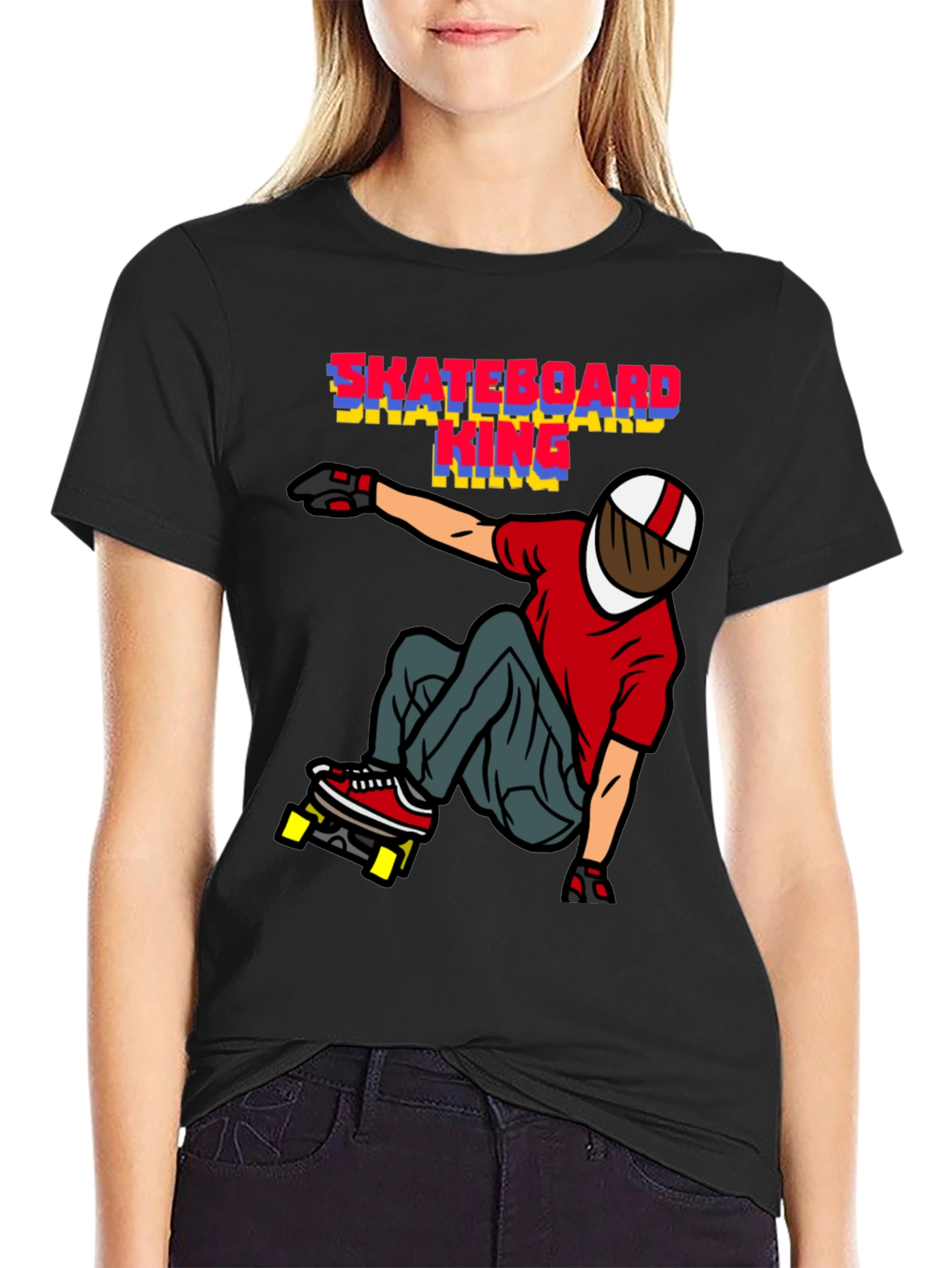 Skateboard King Graphic T-Shirt - Black