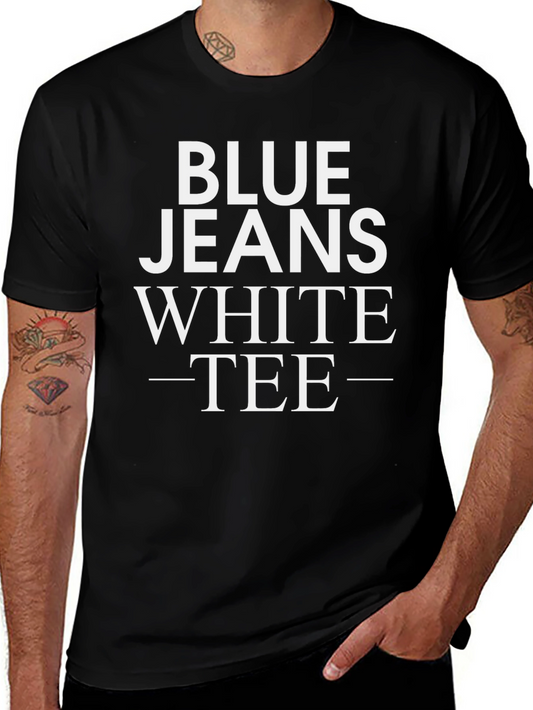 Blue Jeans White Tee Graphic T-Shirt