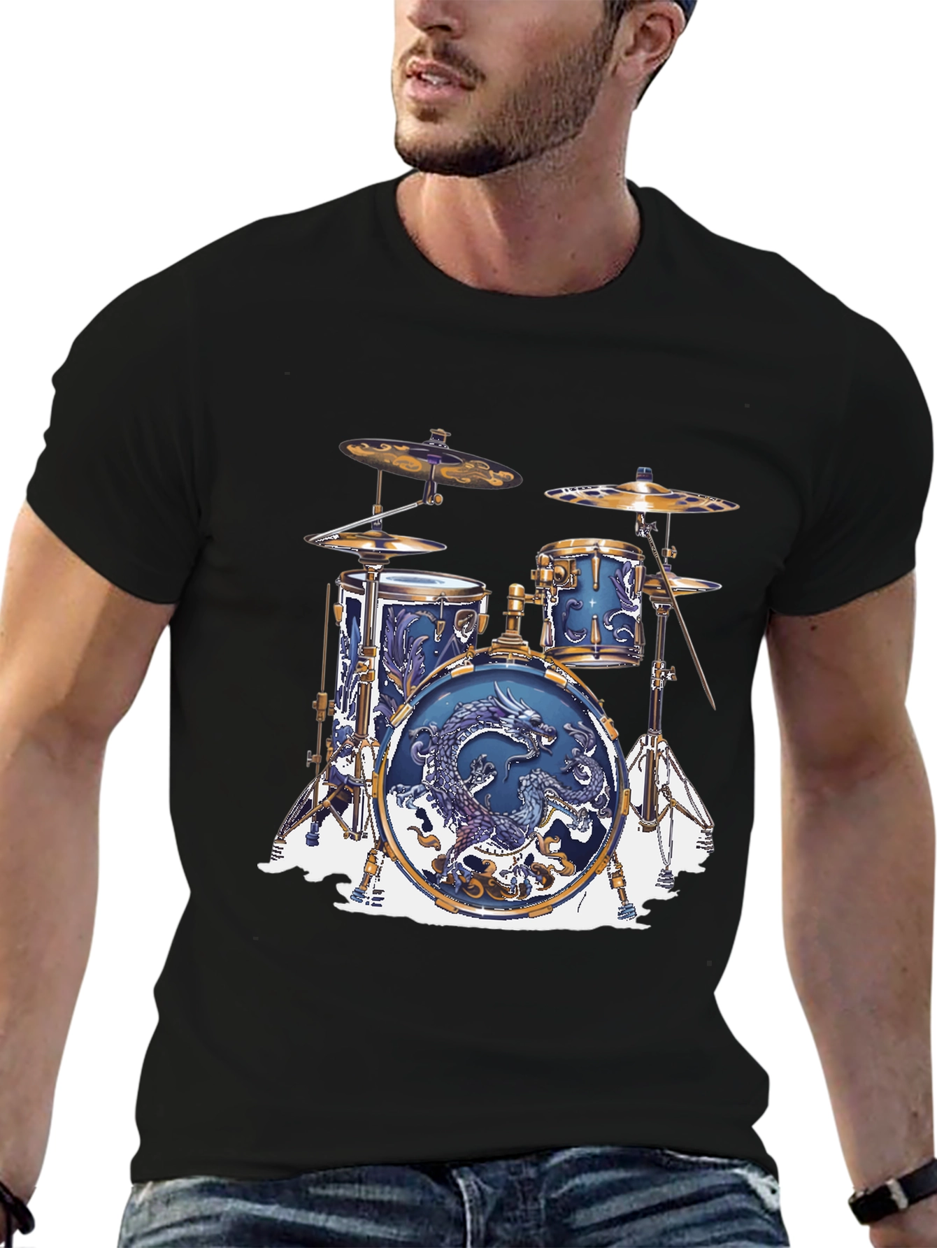 Dragon Drum Set Graphic Tee - Musician Style