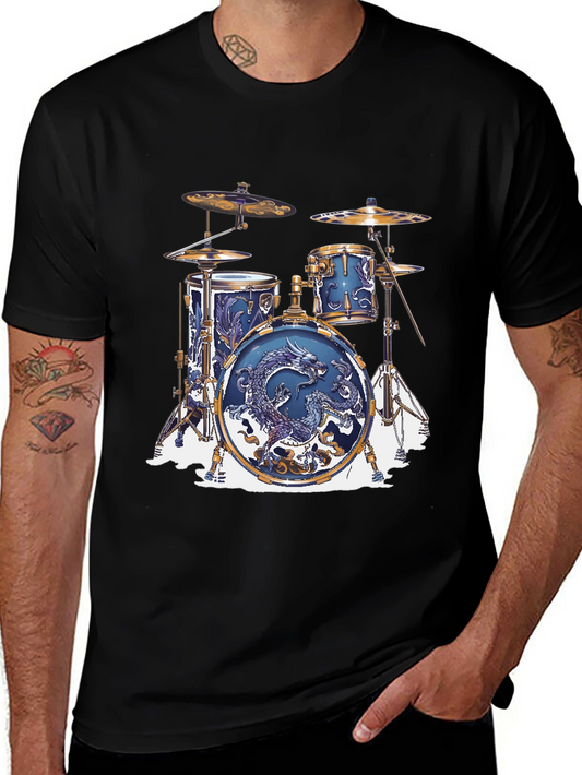Dragon Drum Set Graphic Tee - Musician Style