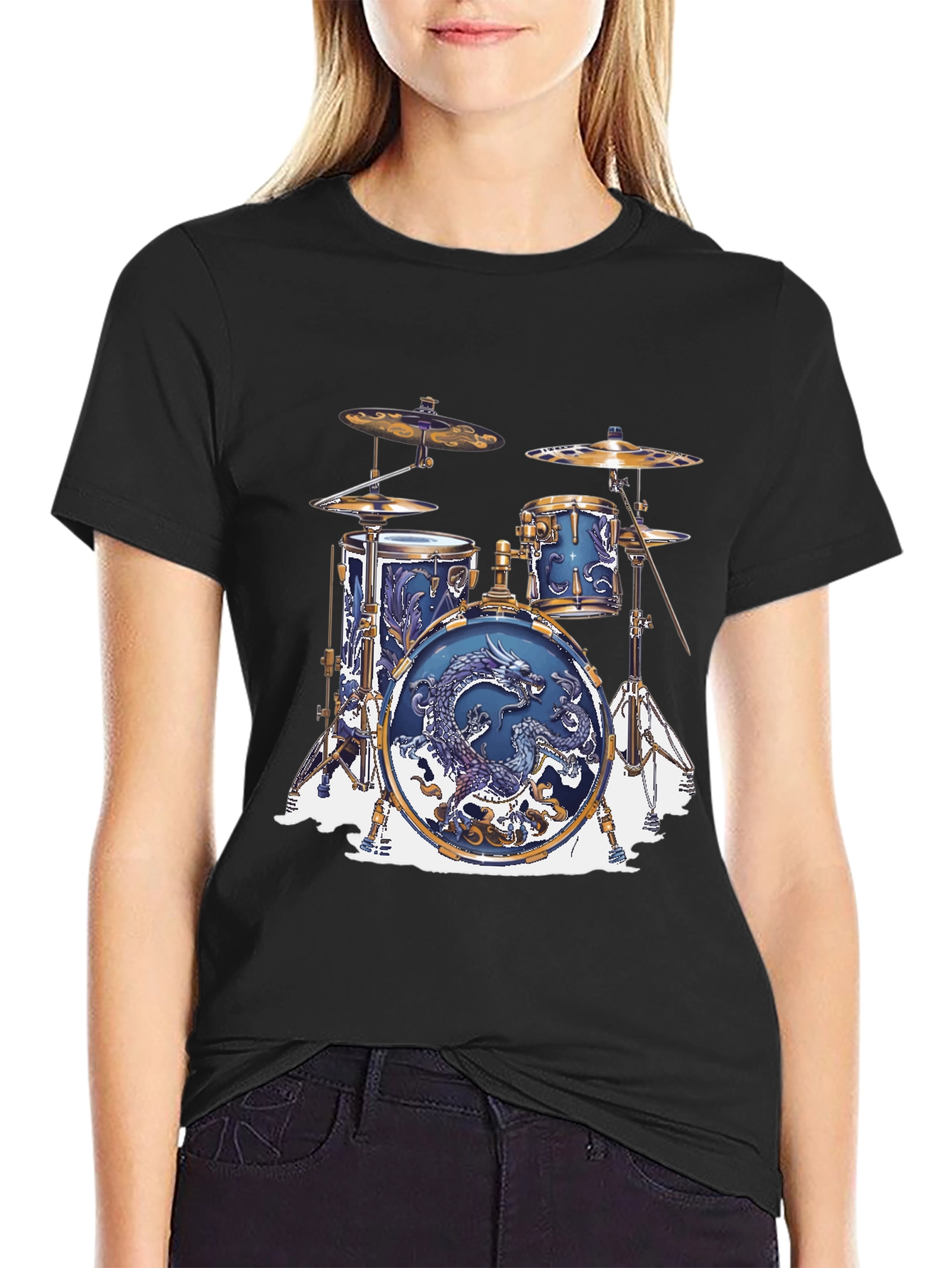 Dragon Drum Set Graphic Tee - Musician Style