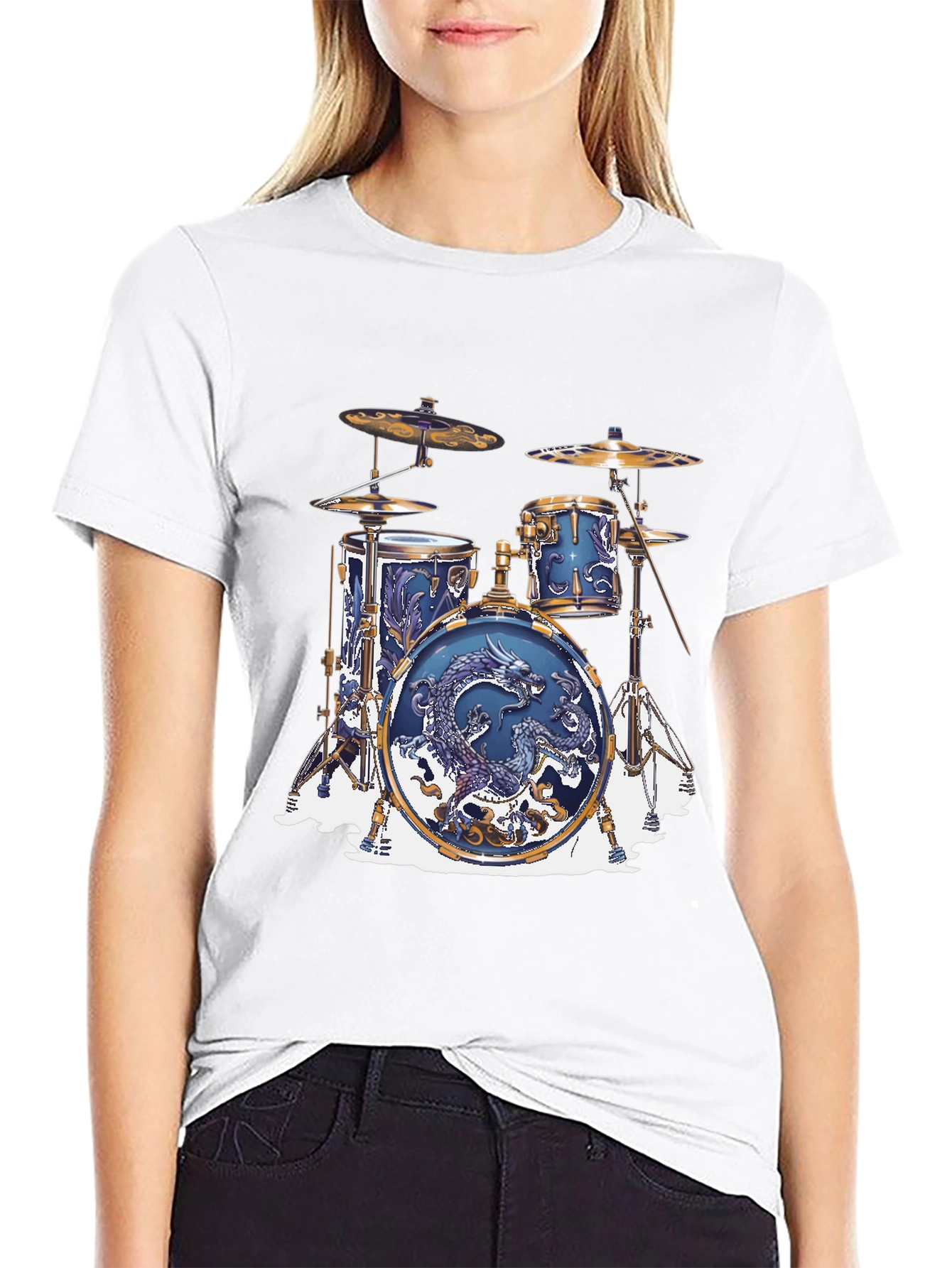 Dragon Drum Set Graphic Tee - Musician Style