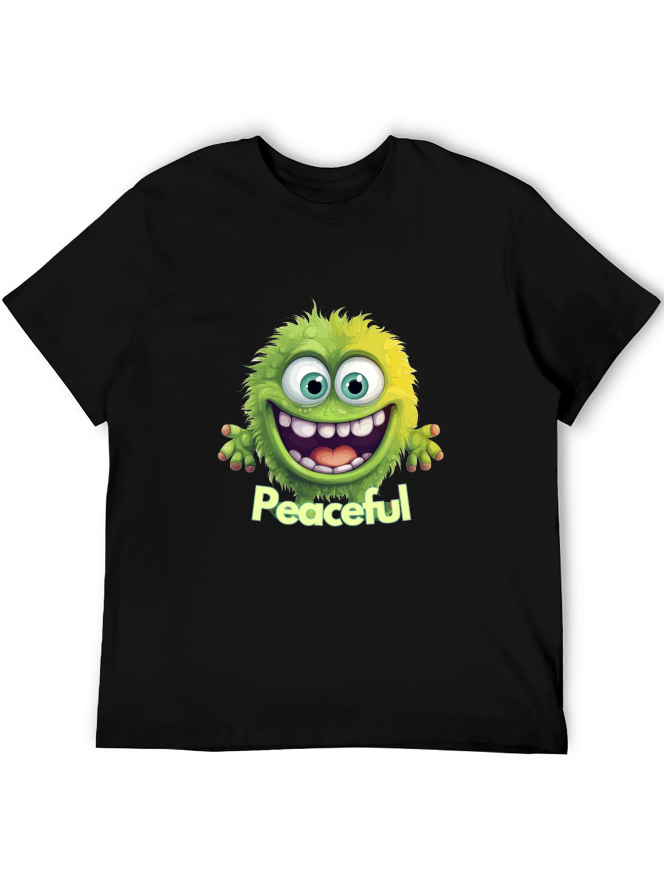Peaceful Monster Graphic Tee - Soft Black Cotton T-Shirt