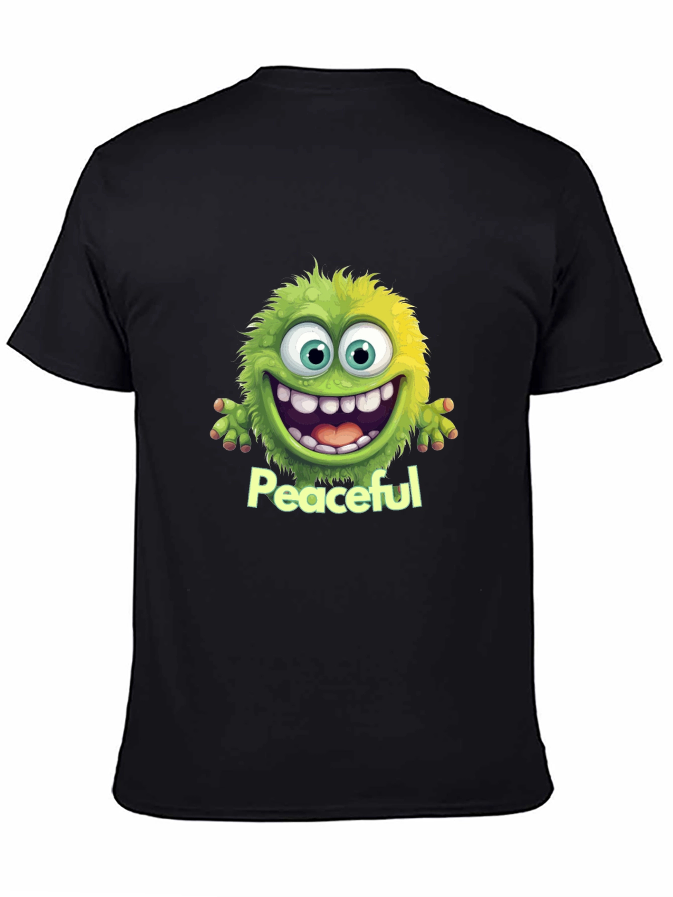 Peaceful Monster Graphic Tee - Soft Black Cotton T-Shirt