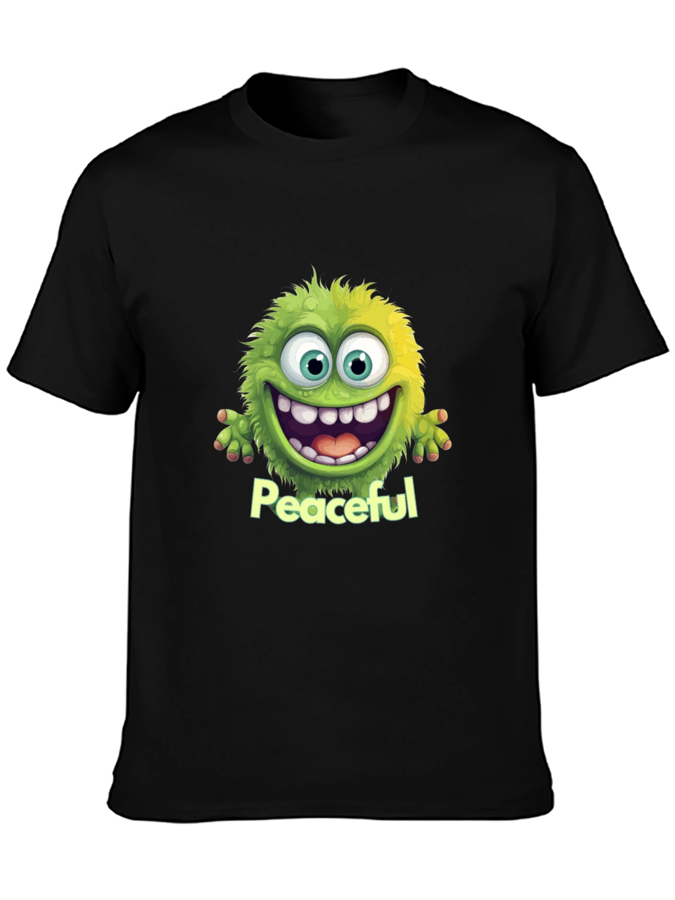 Peaceful Monster Graphic Tee - Soft Black Cotton T-Shirt