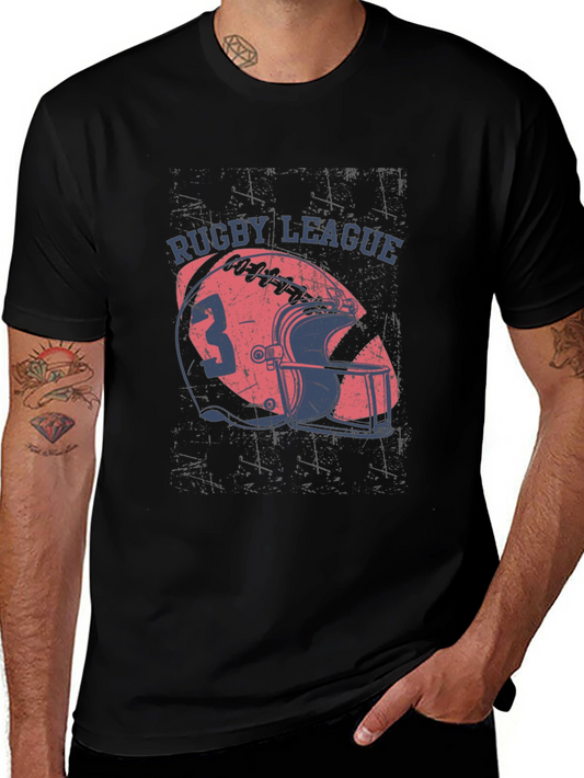 Rugby League Graphic Tee - Casual Black T-Shirt