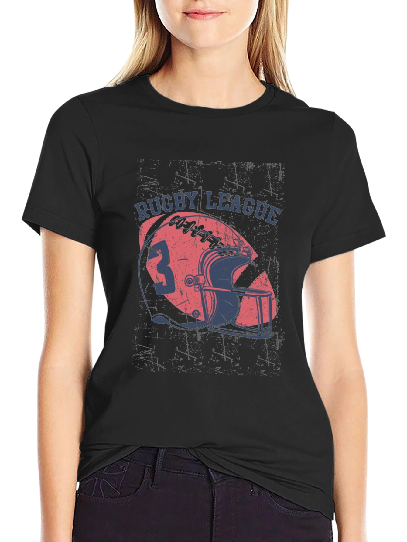 Rugby League Graphic Tee - Casual Black T-Shirt