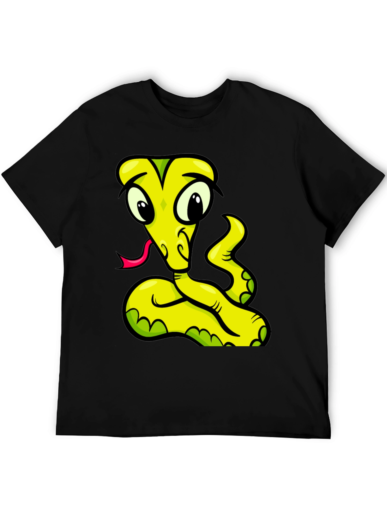 Cartoon Snake Graphic Tee - Black T-Shirt